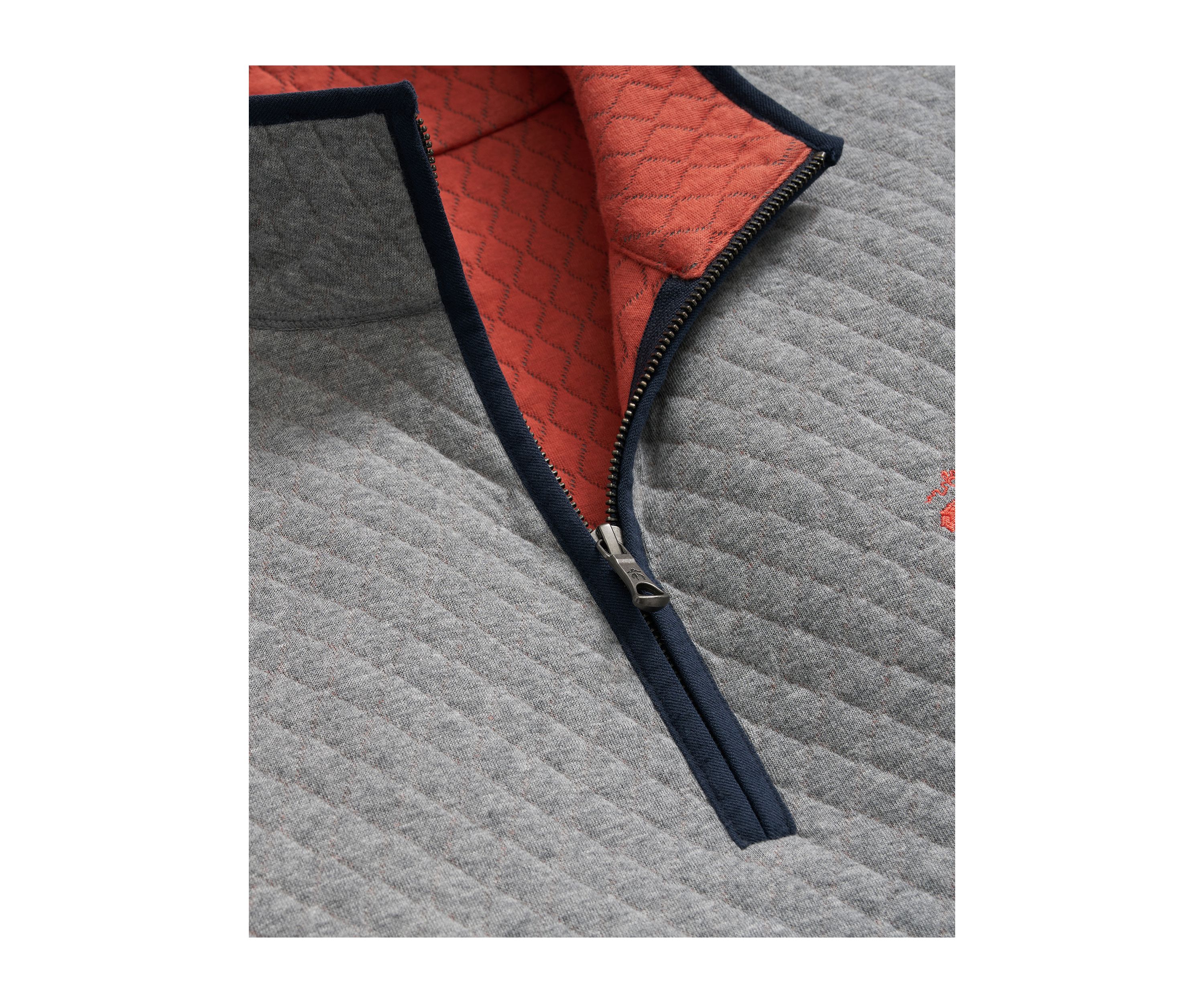 Diamond-Quilted Half-Zip in Cotton Blend