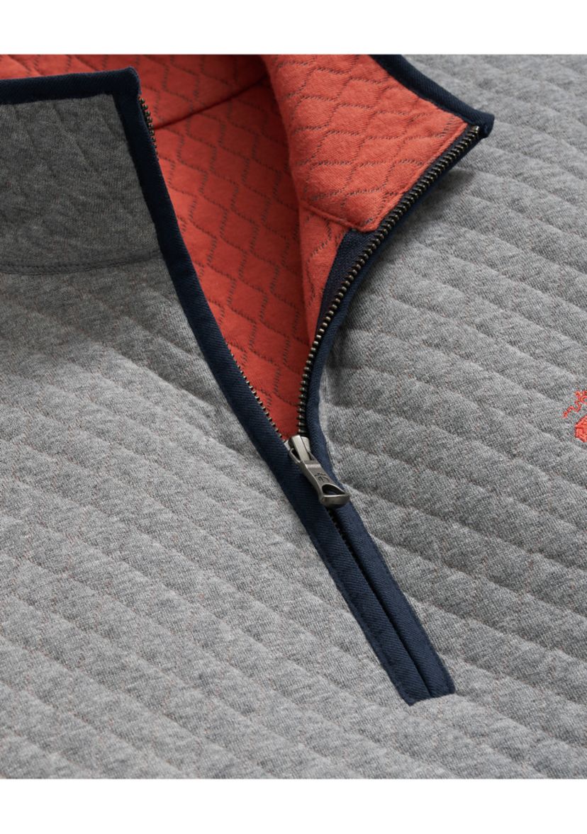 Diamond-Quilted Half-Zip in Cotton Blend