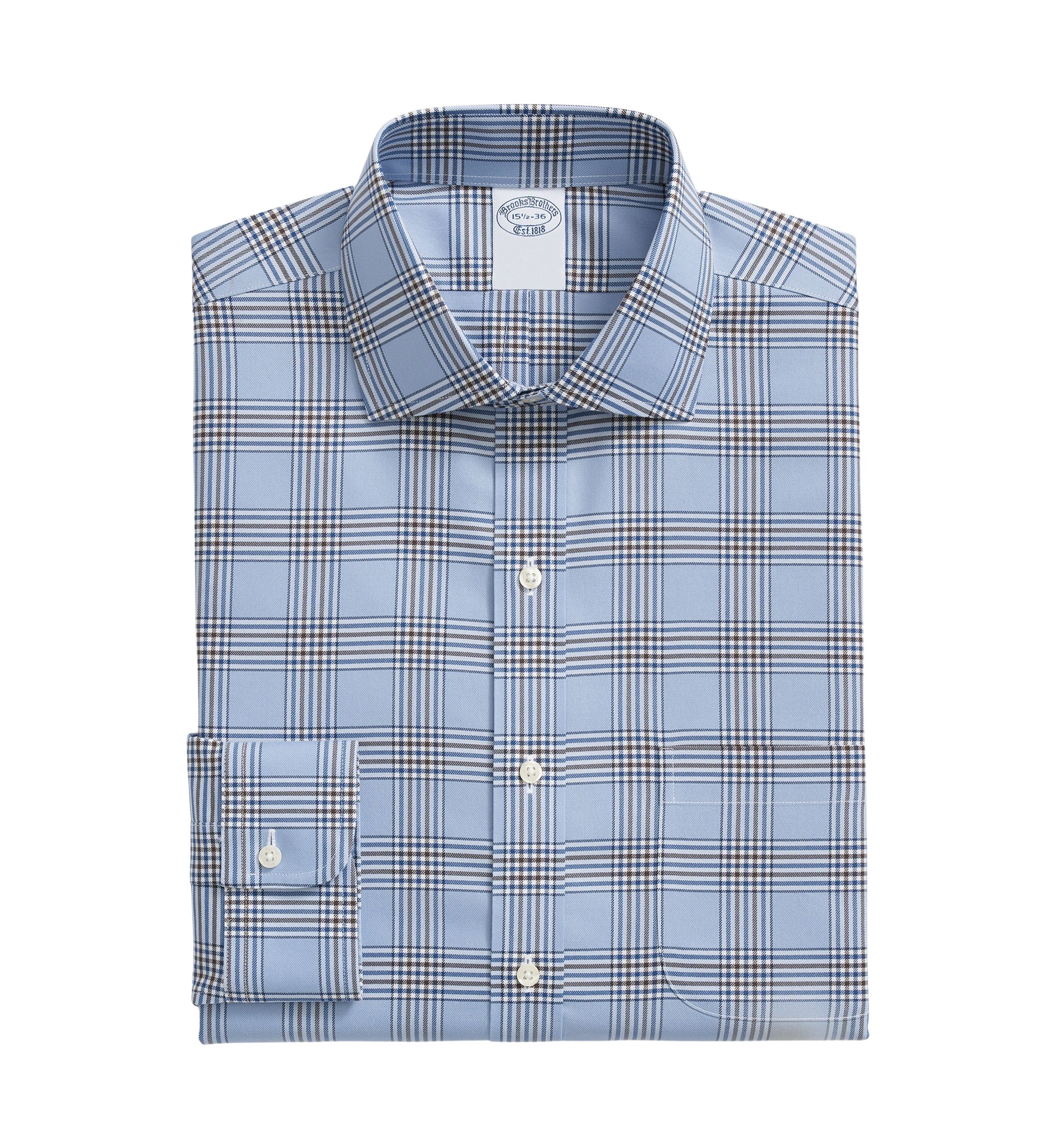 Stretch Supima Cotton Non-Iron  English Spread Collar, Bold Plaid Dress Shirt