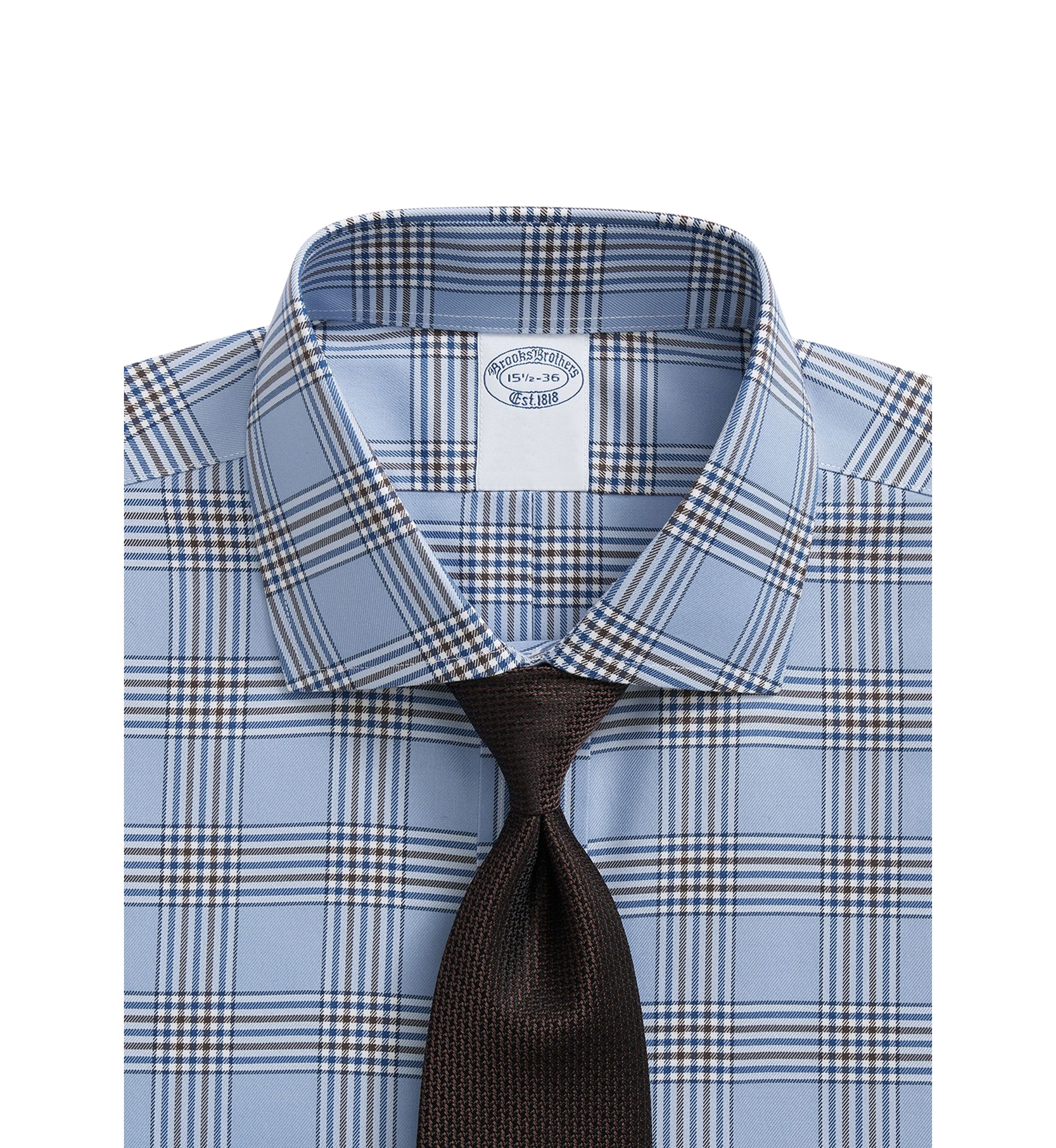 Stretch Supima Cotton Non-Iron  English Spread Collar, Bold Plaid Dress Shirt