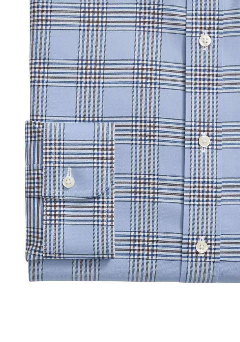 Stretch Supima Cotton Non-Iron  English Spread Collar, Bold Plaid Dress Shirt