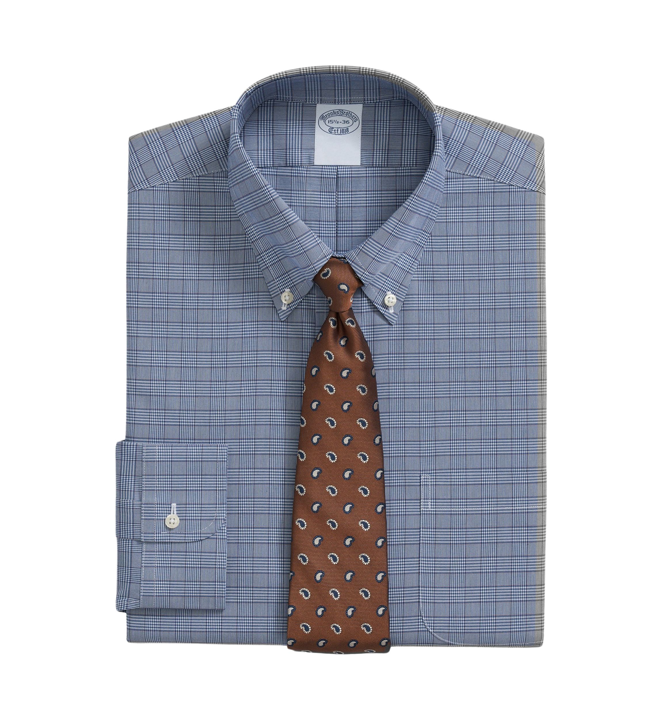 Stretch Supima Cotton Non-Iron Oxford - Pinpoint Polo Button Down Collar, Glen Check Dress Shirt