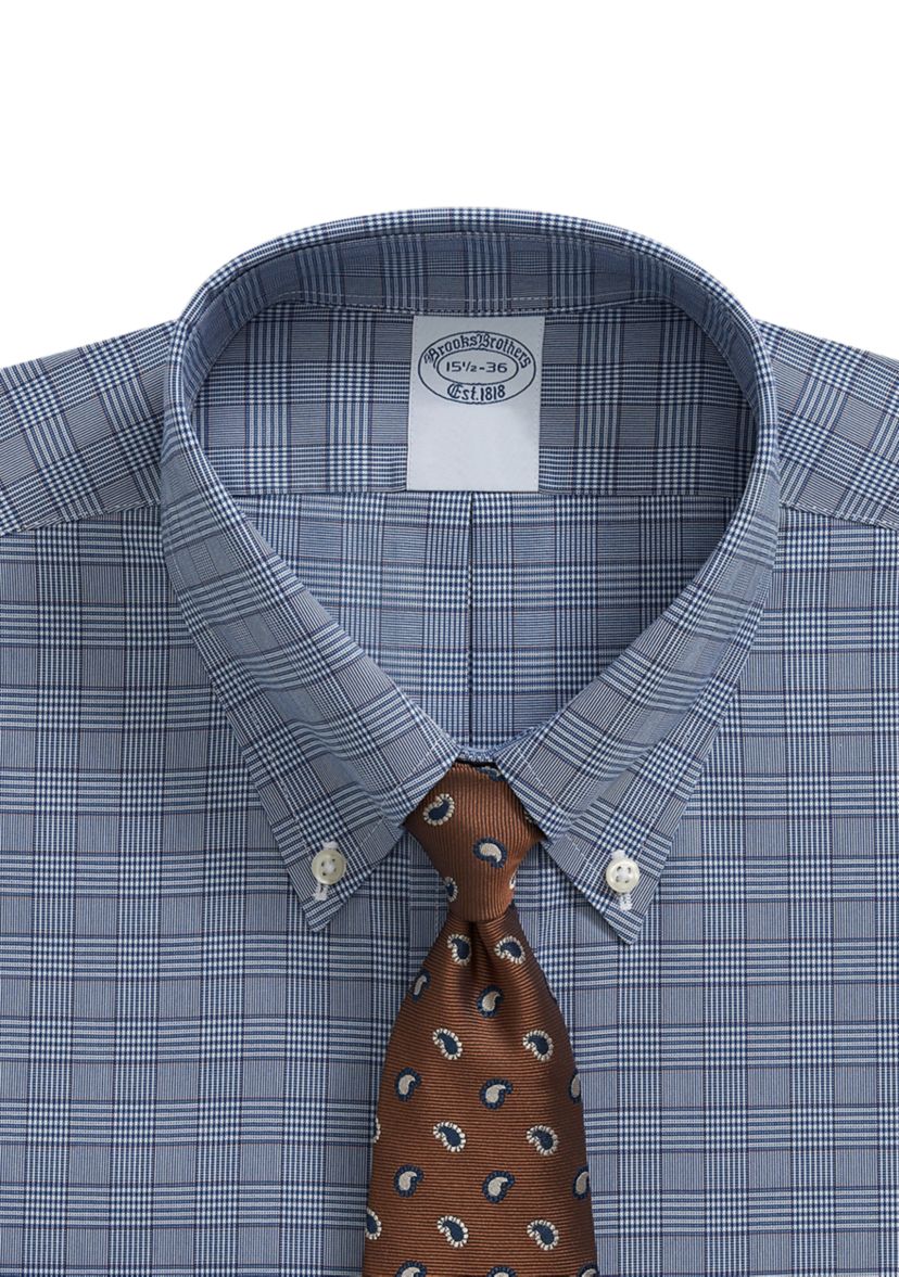 Stretch Supima Cotton Non-Iron Oxford - Pinpoint Polo Button Down Collar, Glen Check Dress Shirt