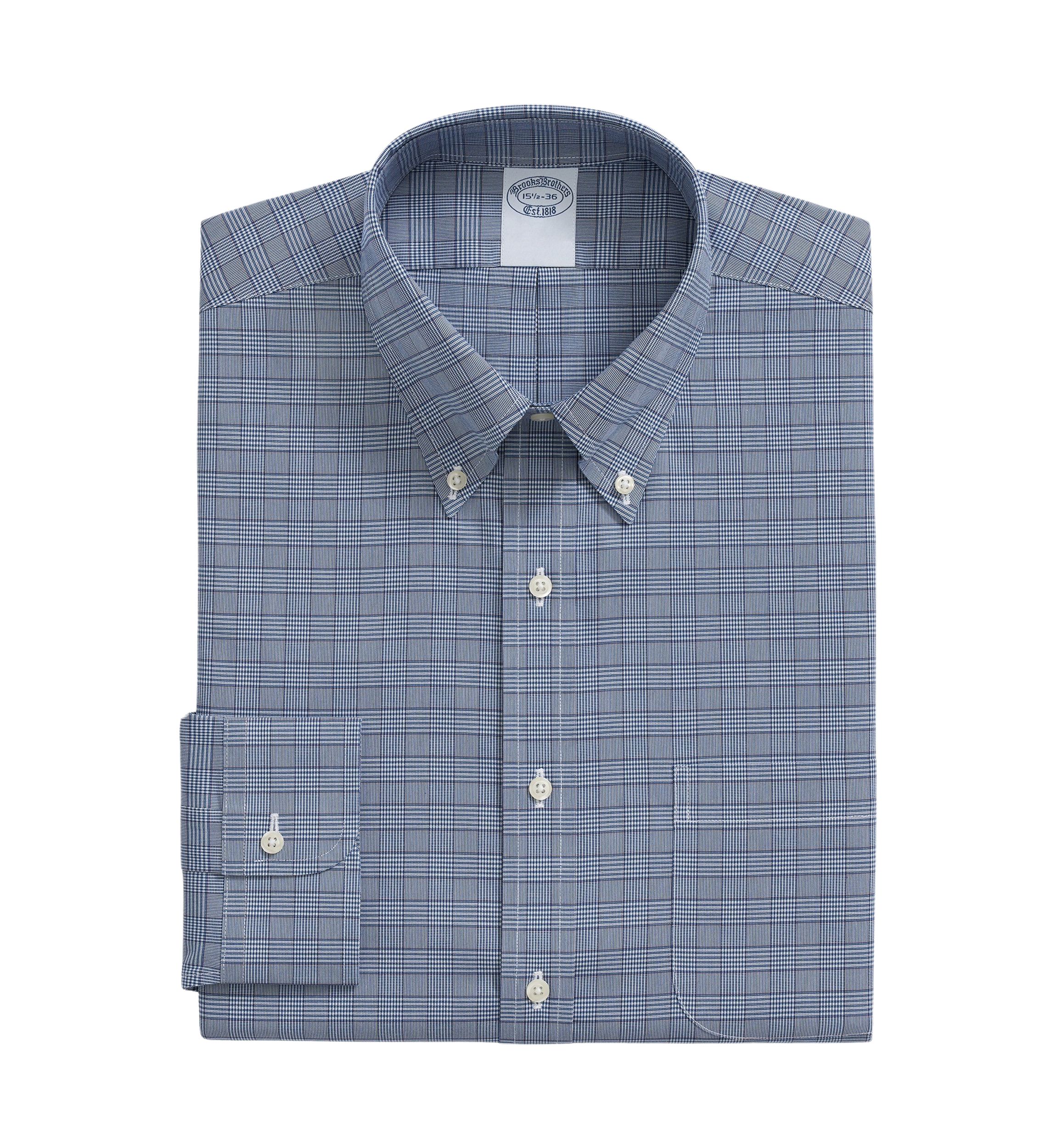 Stretch Supima Cotton Non-Iron Oxford - Pinpoint Polo Button Down Collar, Glen Check Dress Shirt