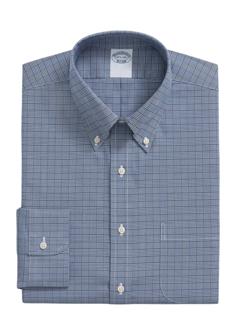 Stretch Supima Cotton Non-Iron Oxford - Pinpoint Polo Button Down Collar, Glen Check Dress Shirt