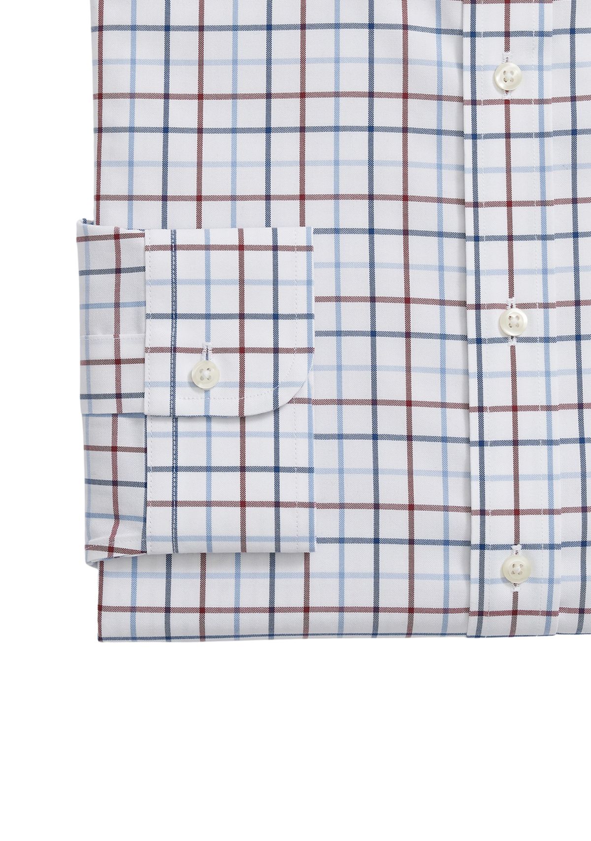 Stretch Supima Cotton Non-Iron Oxford - Pinpoint Polo Button Down Collar, Multi Windowpane Dress Shirt