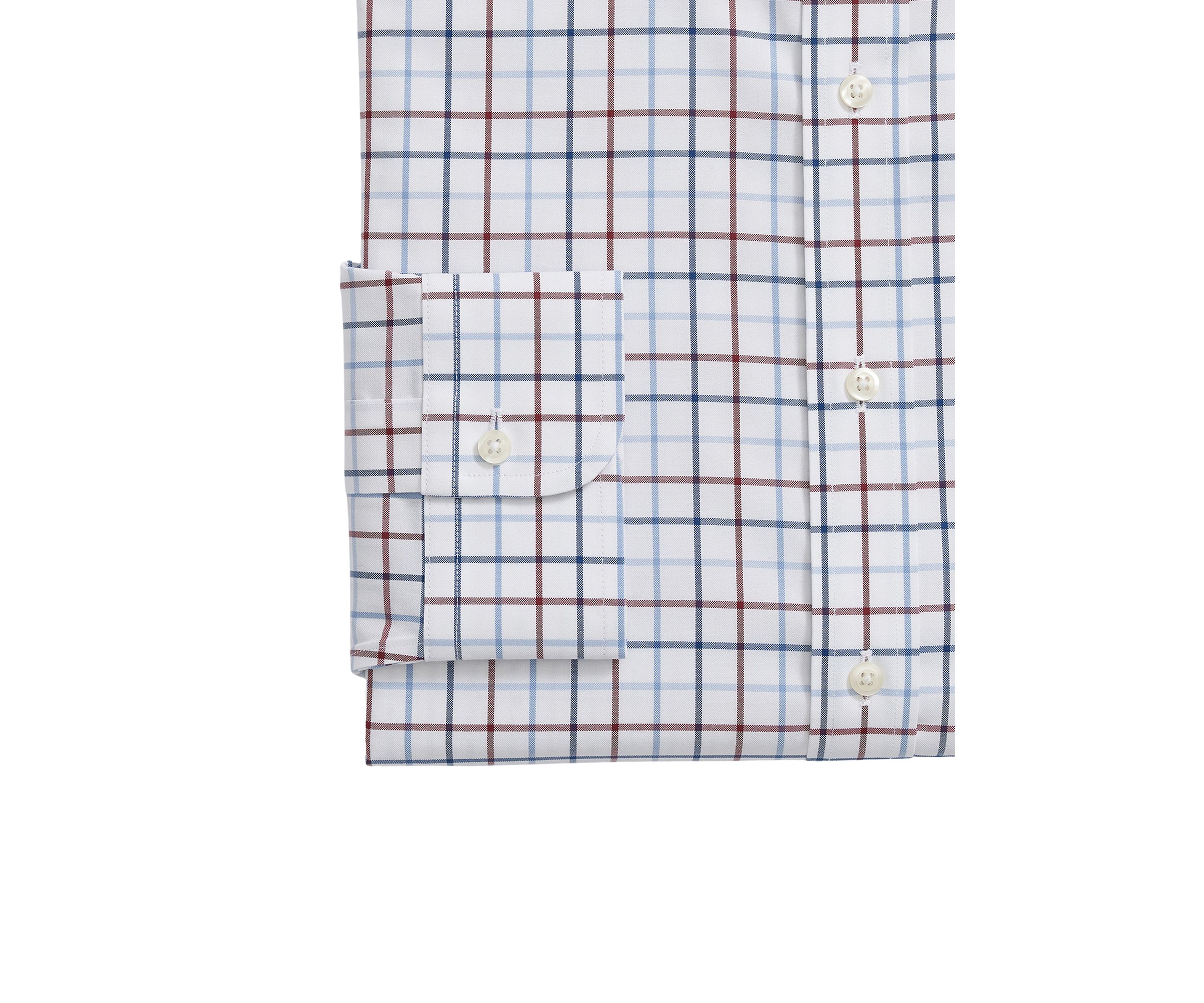 Stretch Supima Cotton Non-Iron Oxford - Pinpoint Polo Button Down Collar, Multi Windowpane Dress Shirt