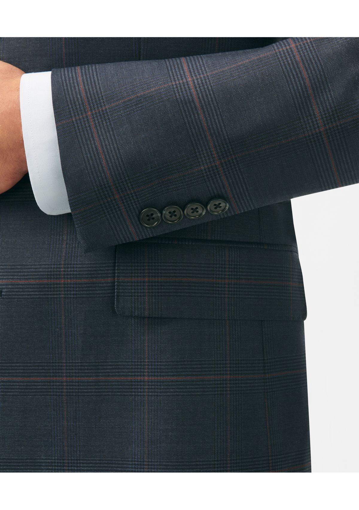 Mens Explorer Collection Classic Fit Wool Checked Suit Jacket