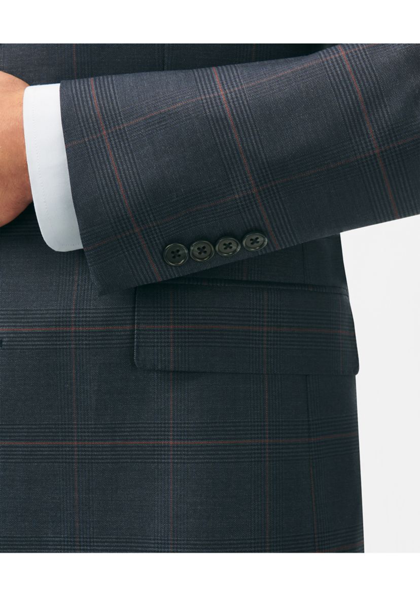 Mens Explorer Collection Classic Fit Wool Checked Suit Jacket