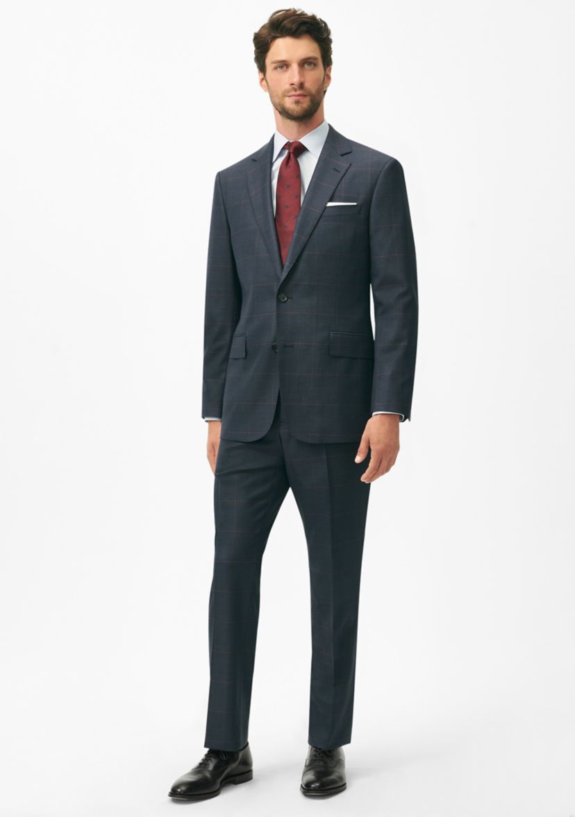 Mens Explorer Collection Classic Fit Wool Checked Suit Jacket