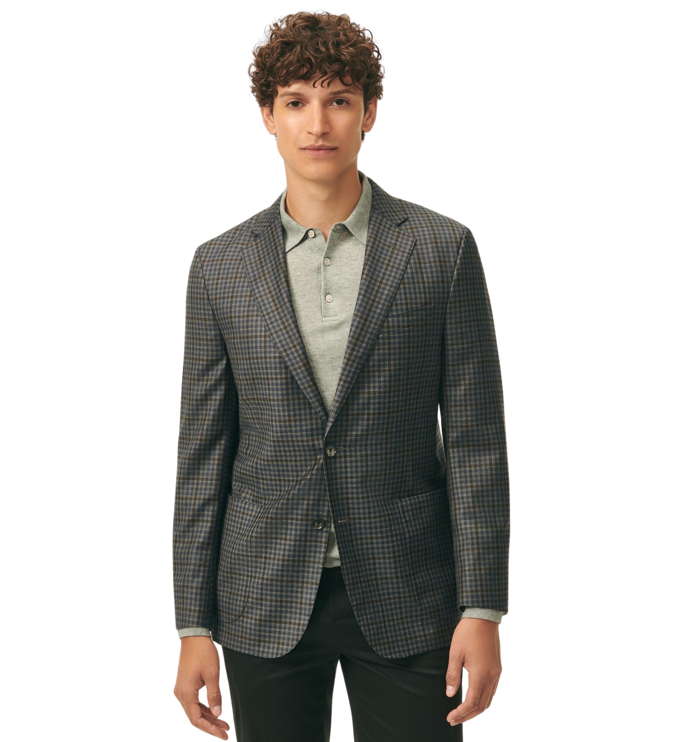 Mens Classic Fit Gingham Sport Coat in Merino Wool