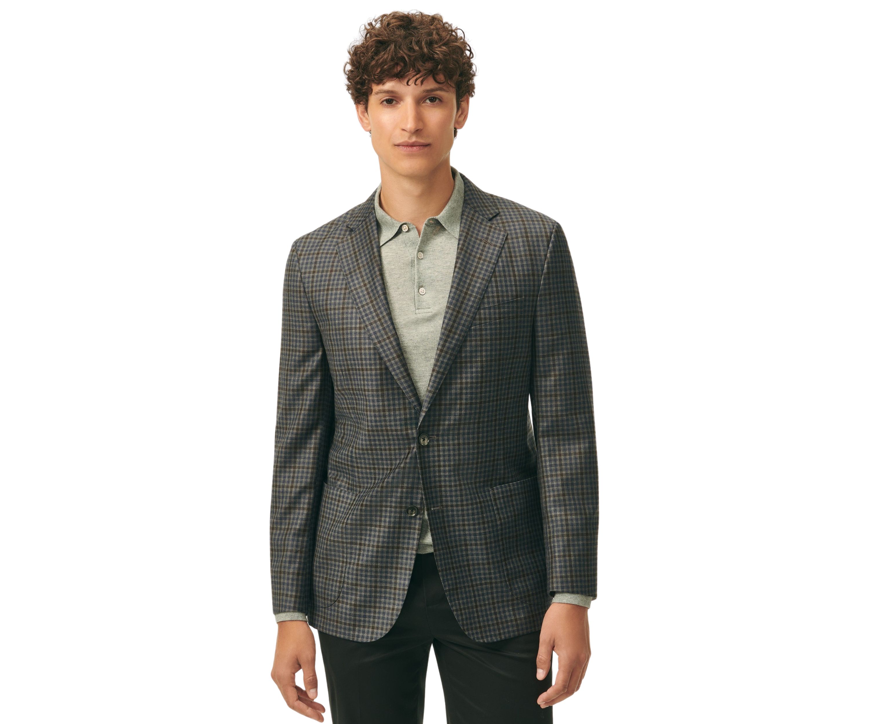 Mens Classic Fit Gingham Sport Coat in Merino Wool