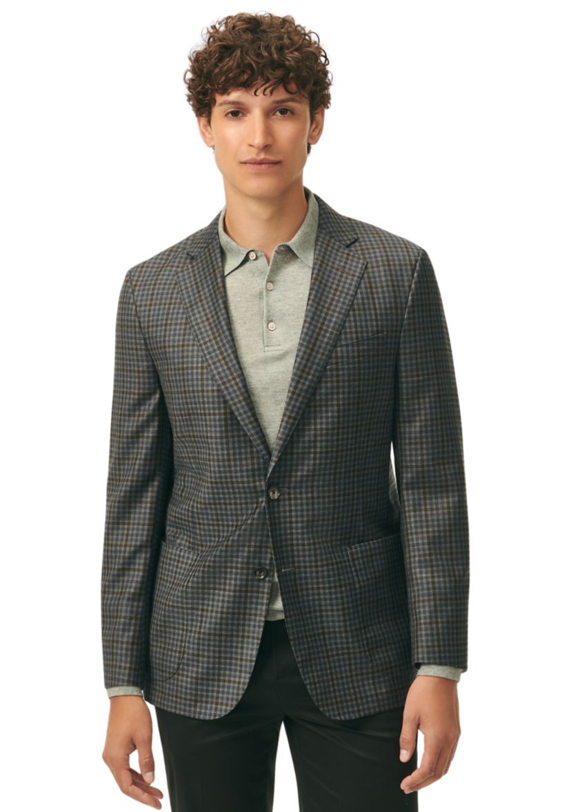 Mens Classic Fit Gingham Sport Coat in Merino Wool