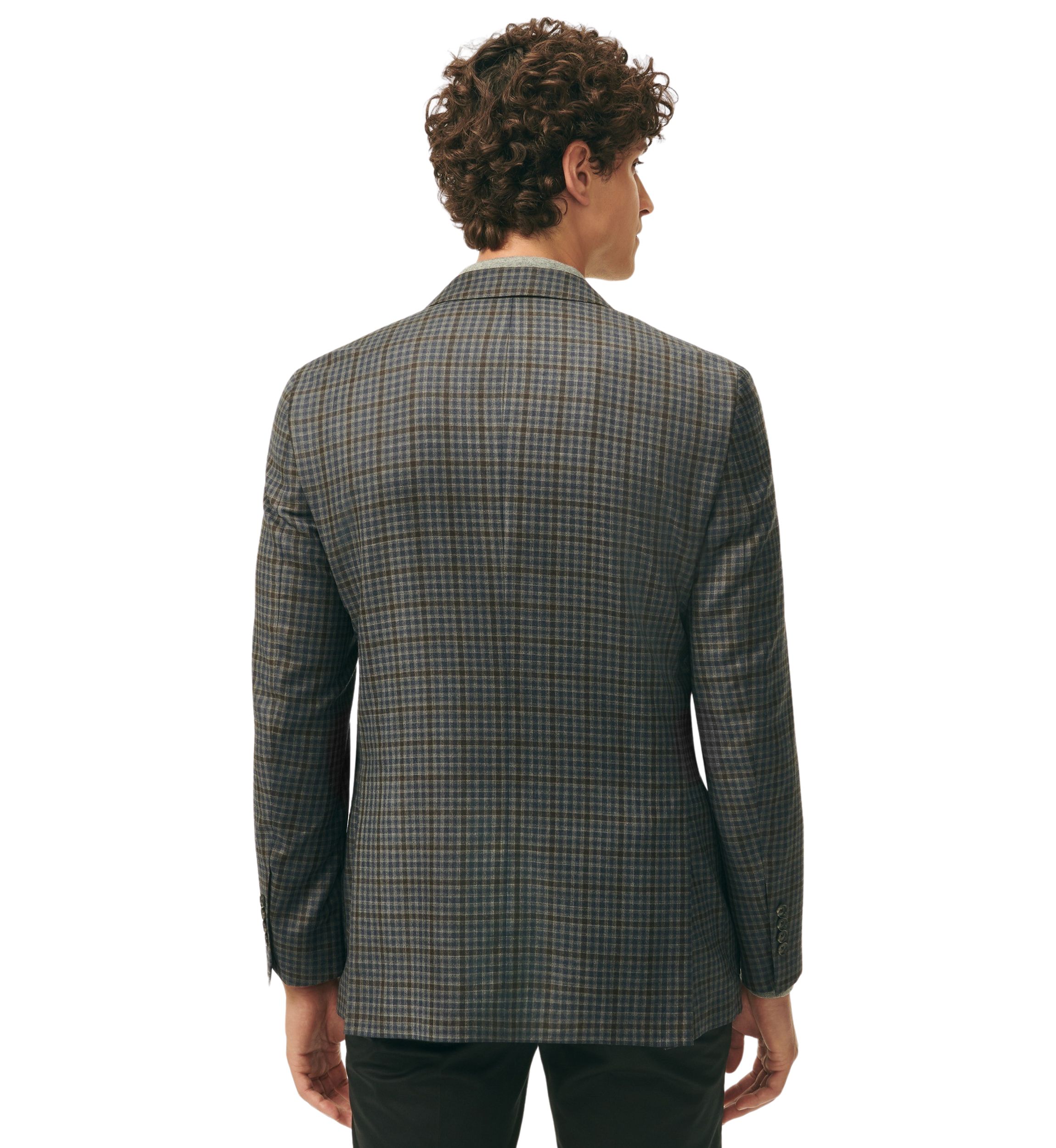 Mens Classic Fit Gingham Sport Coat in Merino Wool