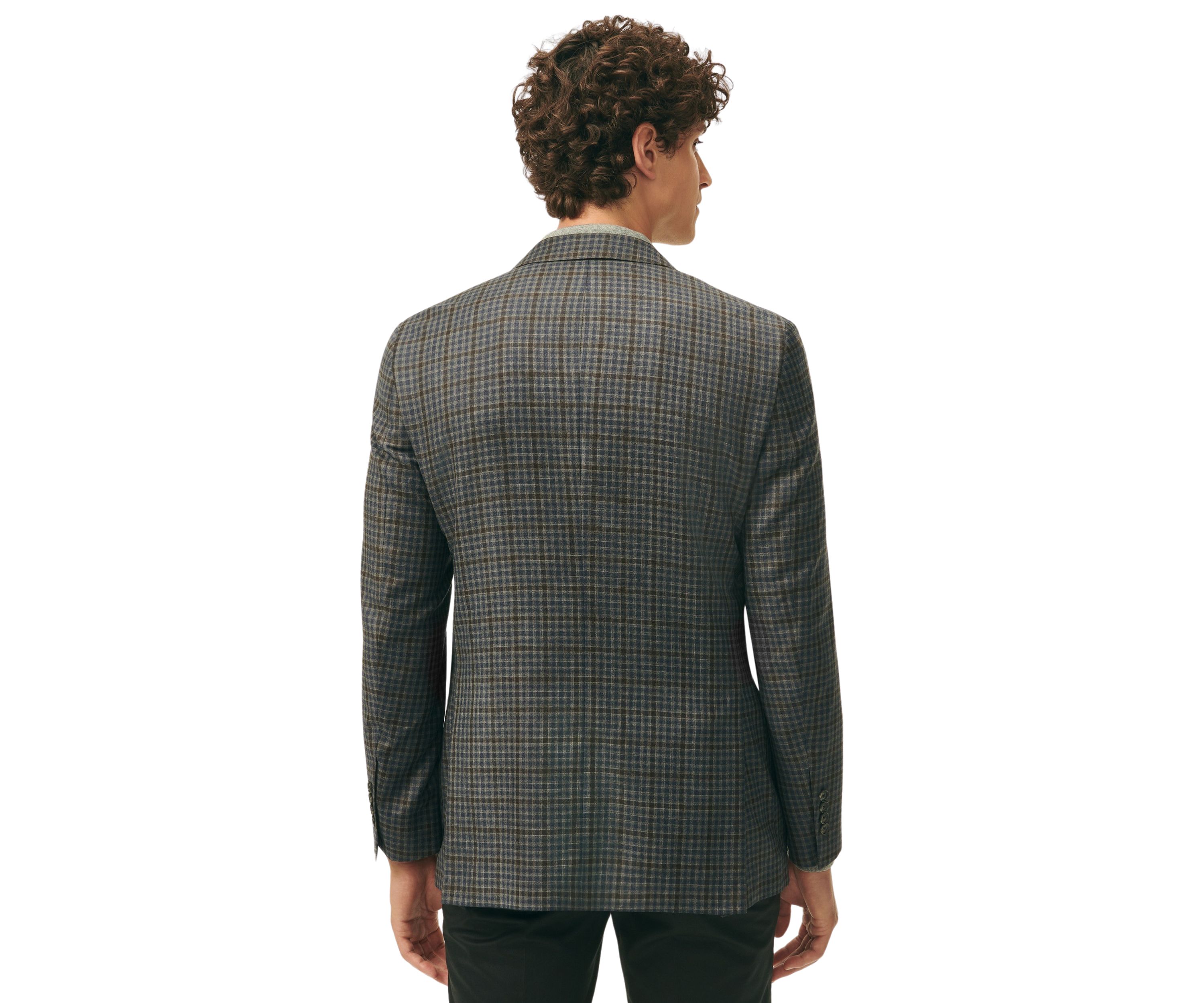 Mens Classic Fit Gingham Sport Coat in Merino Wool