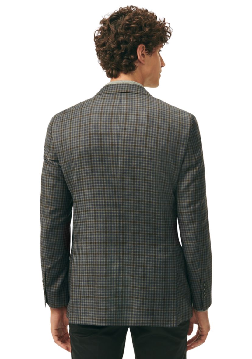 Mens Classic Fit Gingham Sport Coat in Merino Wool