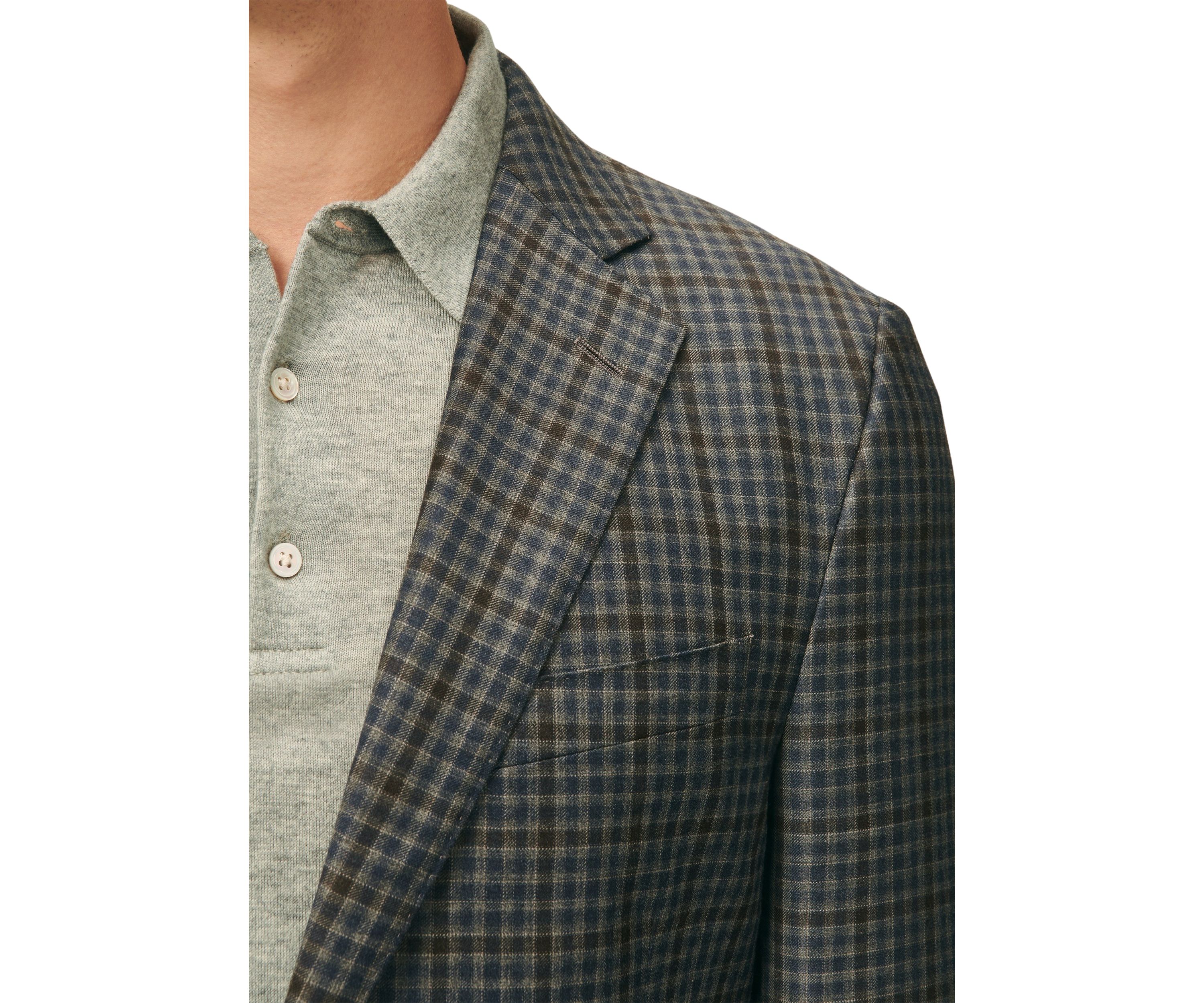 Mens Classic Fit Gingham Sport Coat in Merino Wool