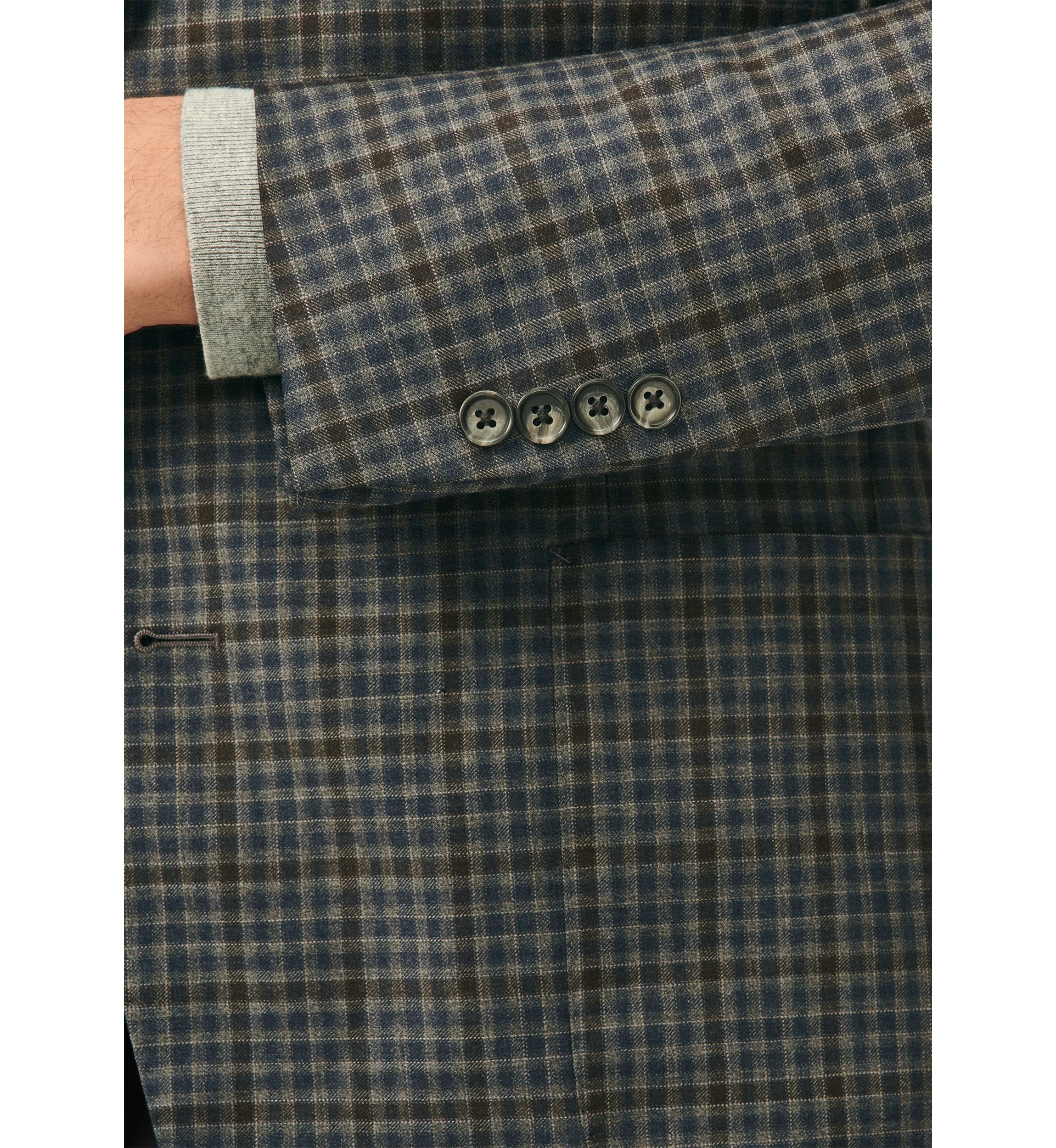 Mens Classic Fit Gingham Sport Coat in Merino Wool