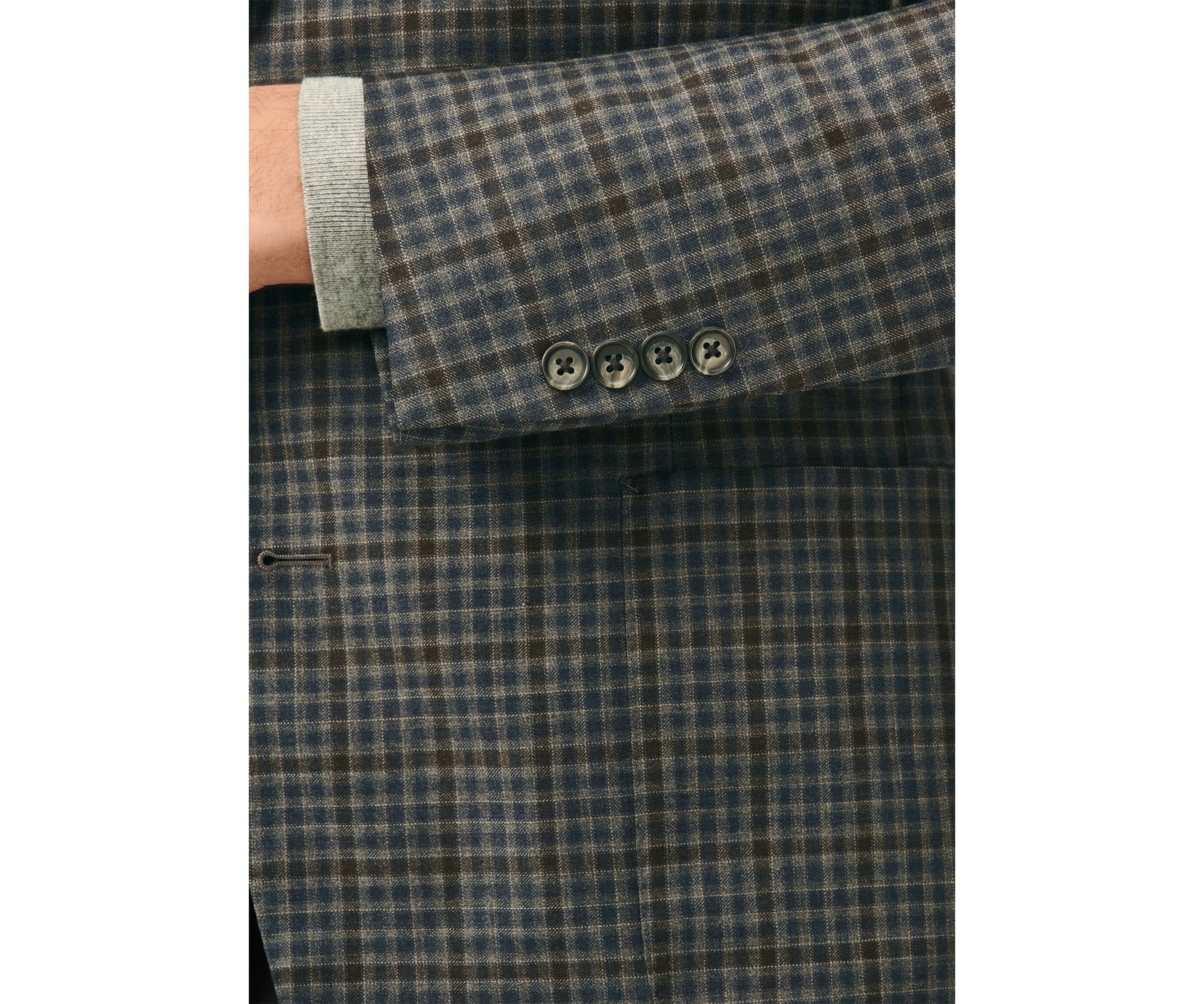 Mens Classic Fit Gingham Sport Coat in Merino Wool