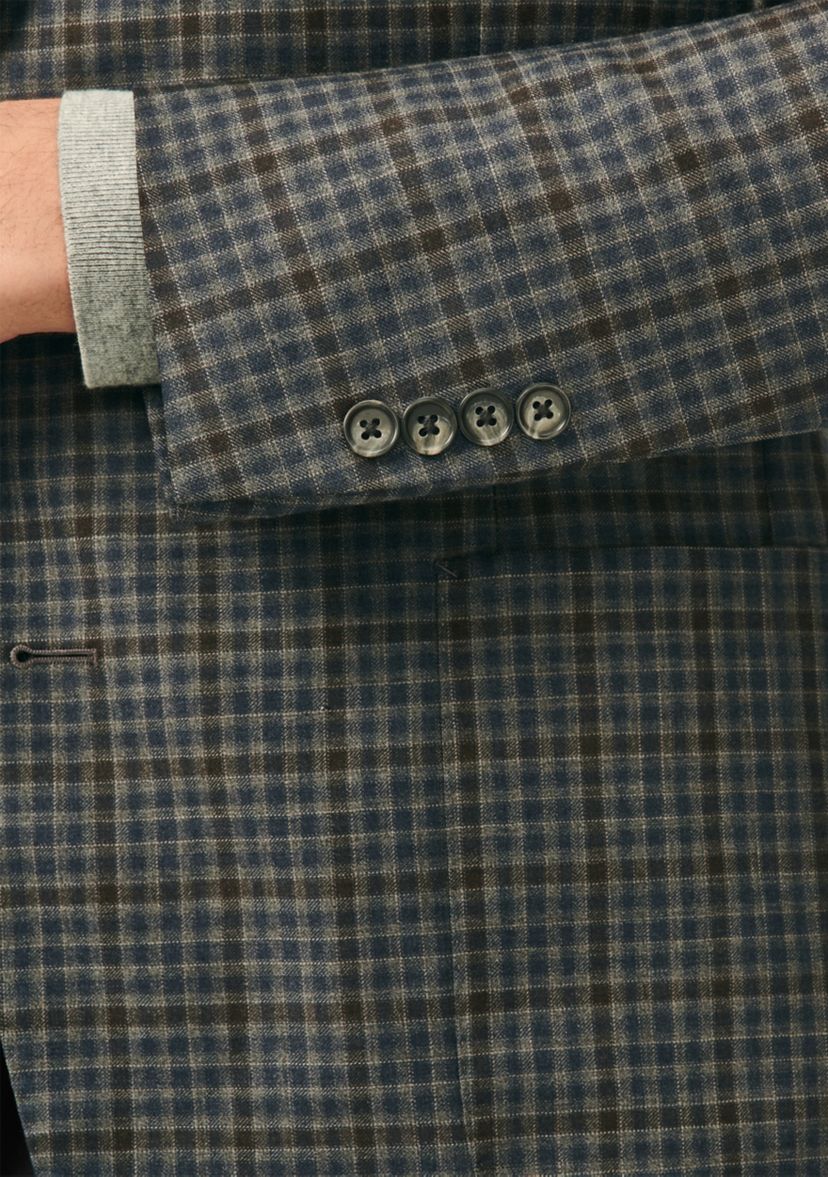 Mens Classic Fit Gingham Sport Coat in Merino Wool
