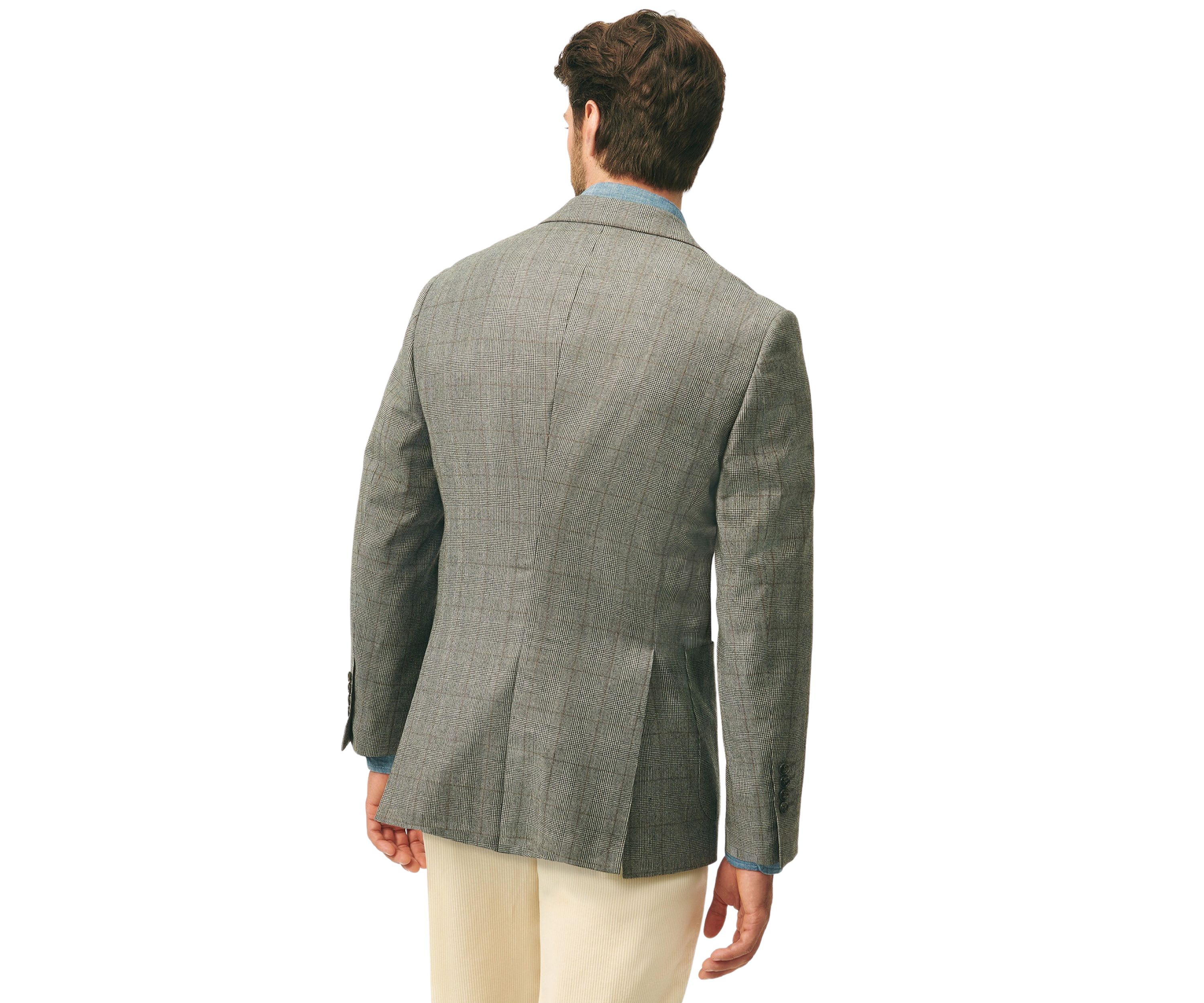 Mens Classic Fit Overcheck Sport Coat in Flannel Merino Wool