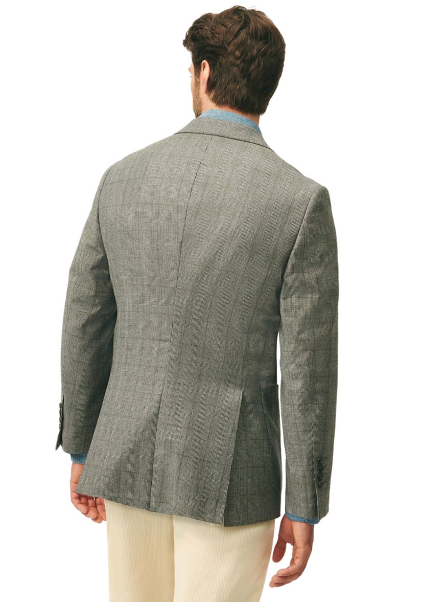 Mens Classic Fit Overcheck Sport Coat in Flannel Merino Wool