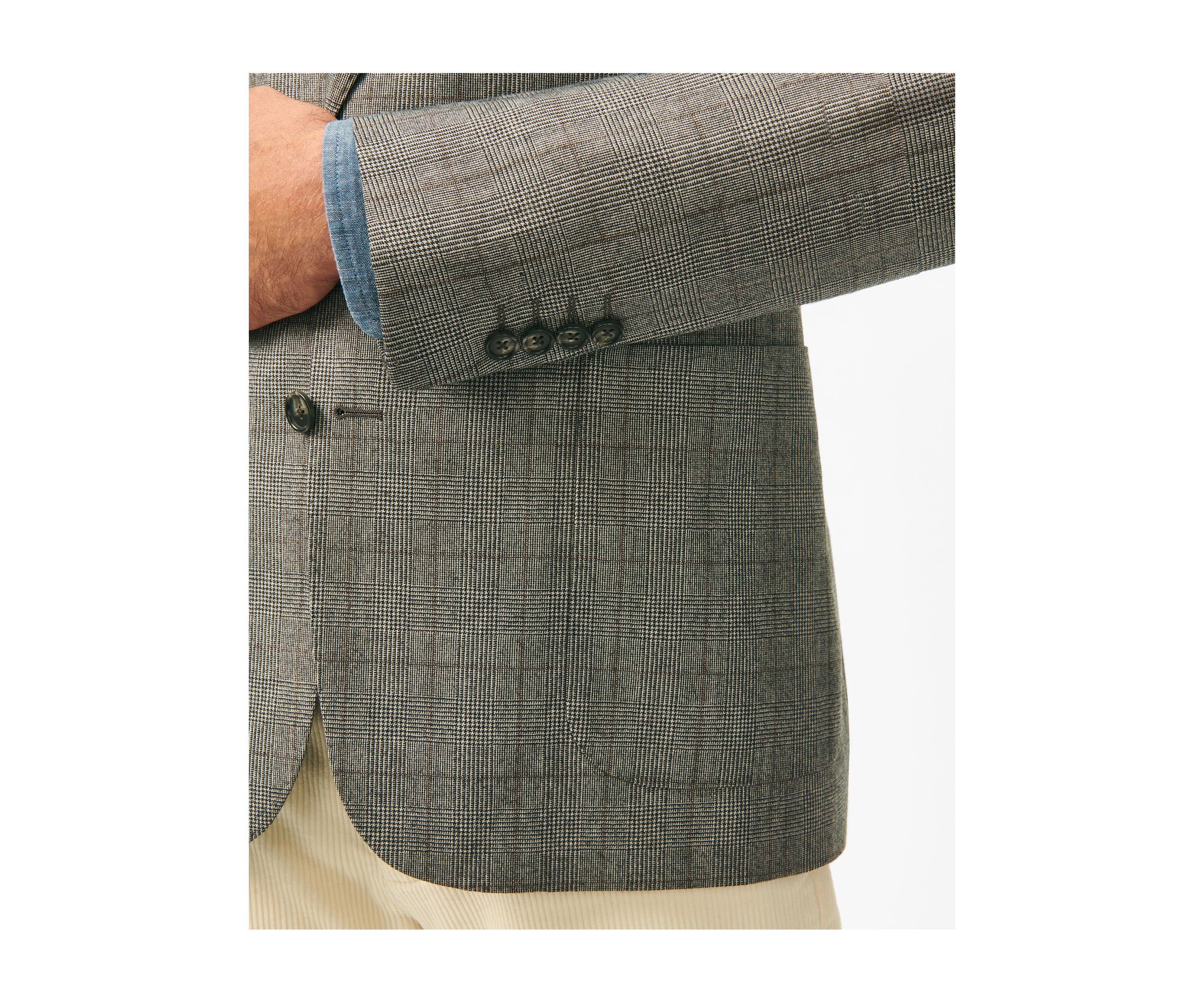 Mens Classic Fit Overcheck Sport Coat in Flannel Merino Wool