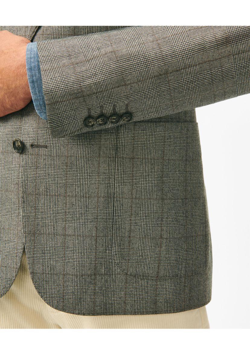 Mens Classic Fit Overcheck Sport Coat in Flannel Merino Wool