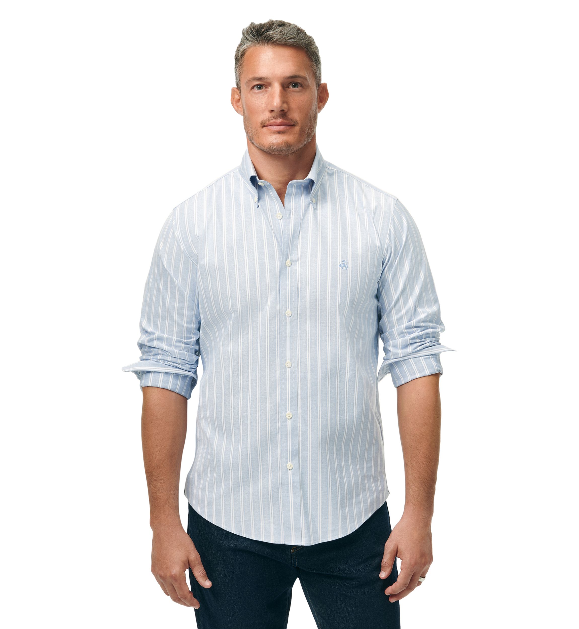 Long Sleeve Non Iron Striped Oxford Shirt 