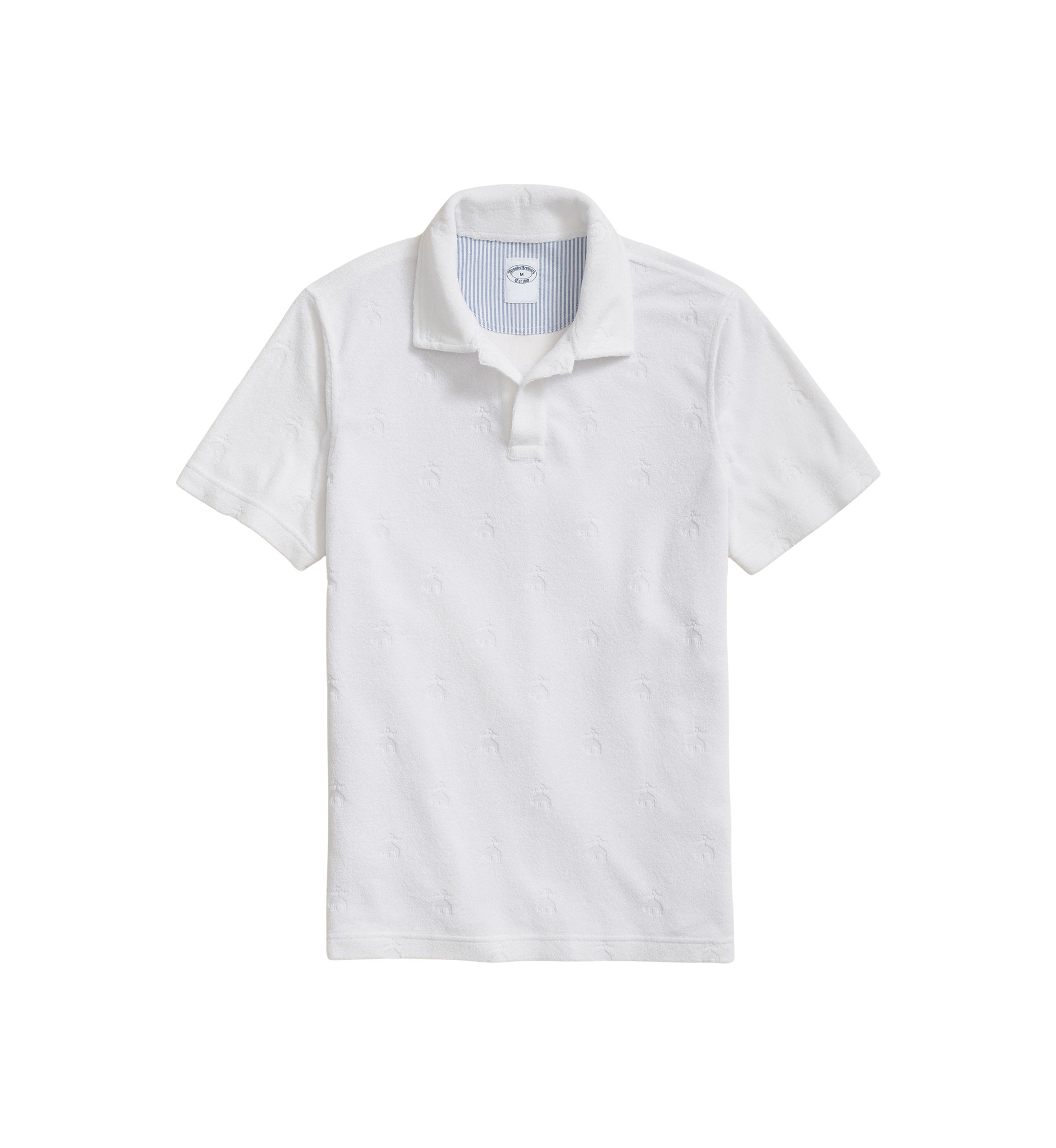 Terry Cloth Jacquard Polo Shirt with Golden Fleece Motif