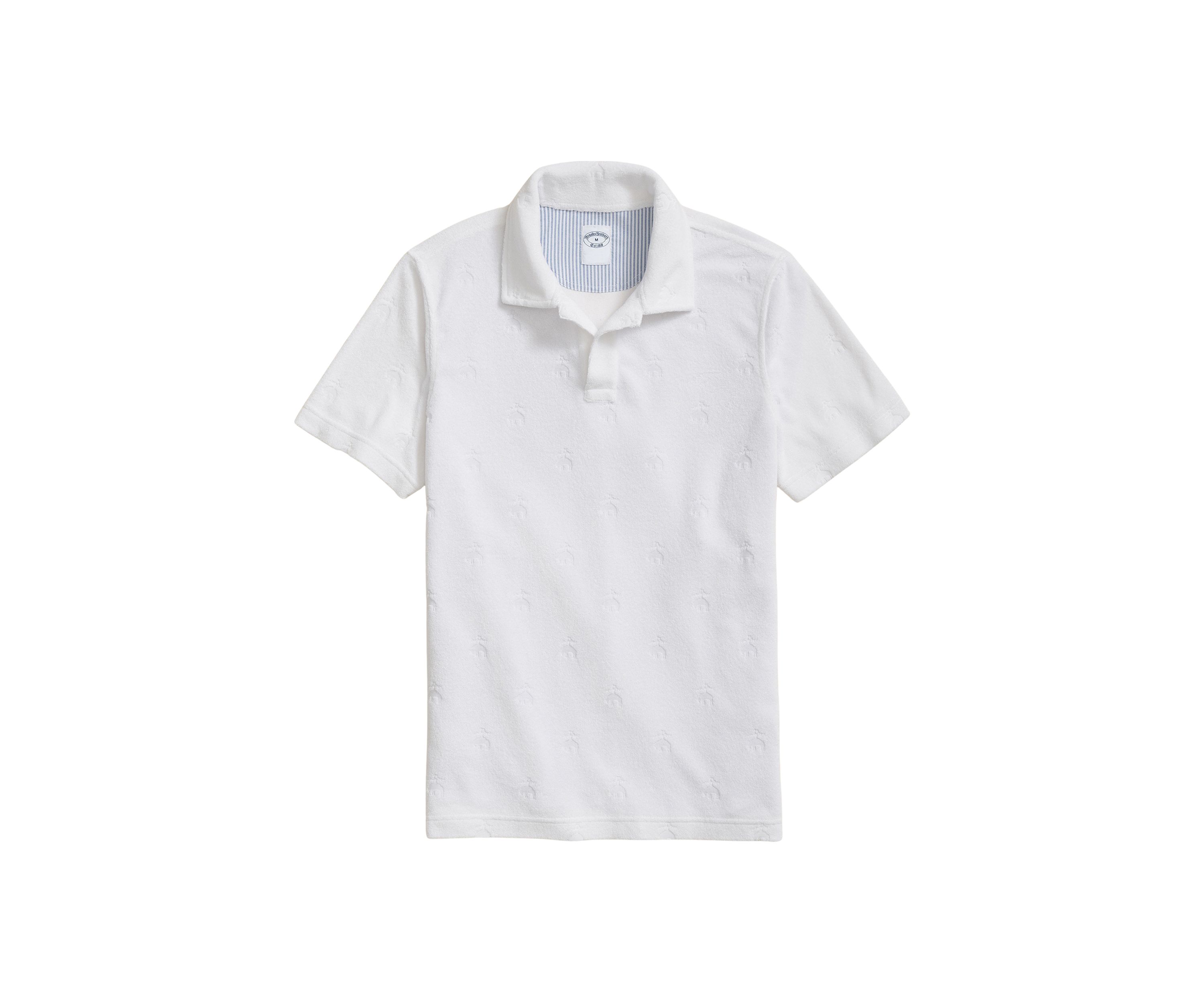 Terry Cloth Jacquard Polo Shirt with Golden Fleece Motif