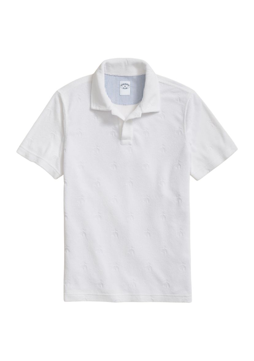 Terry Cloth Jacquard Polo Shirt with Golden Fleece Motif