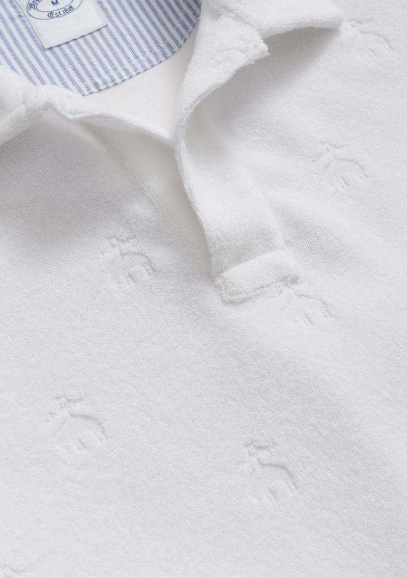 Terry Cloth Jacquard Polo Shirt with Golden Fleece Motif