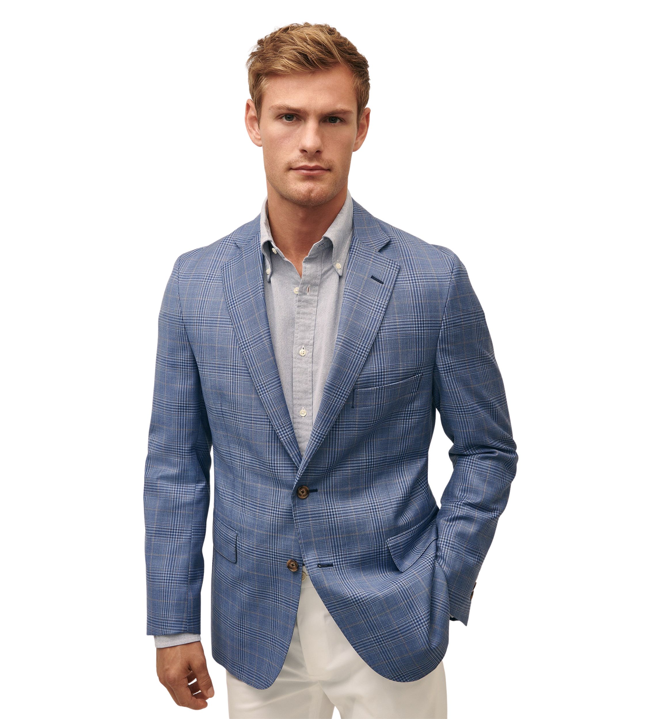 Mens Classic Fit Wool Overcheck Sport Coat