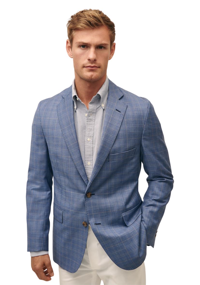 Mens Classic Fit Wool Overcheck Sport Coat