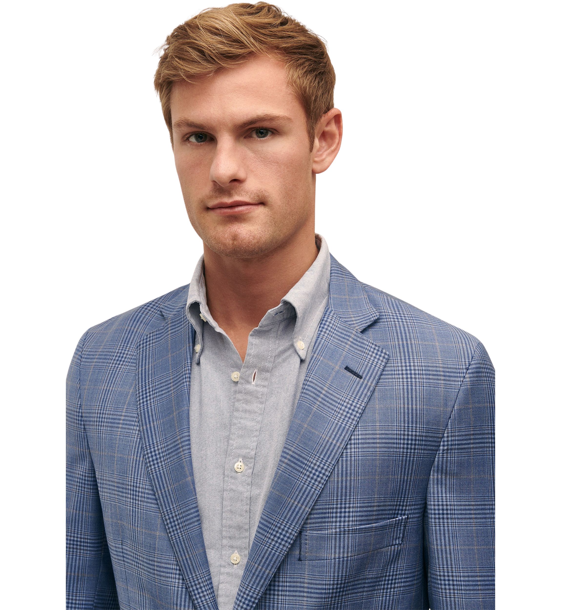 Mens Classic Fit Wool Overcheck Sport Coat