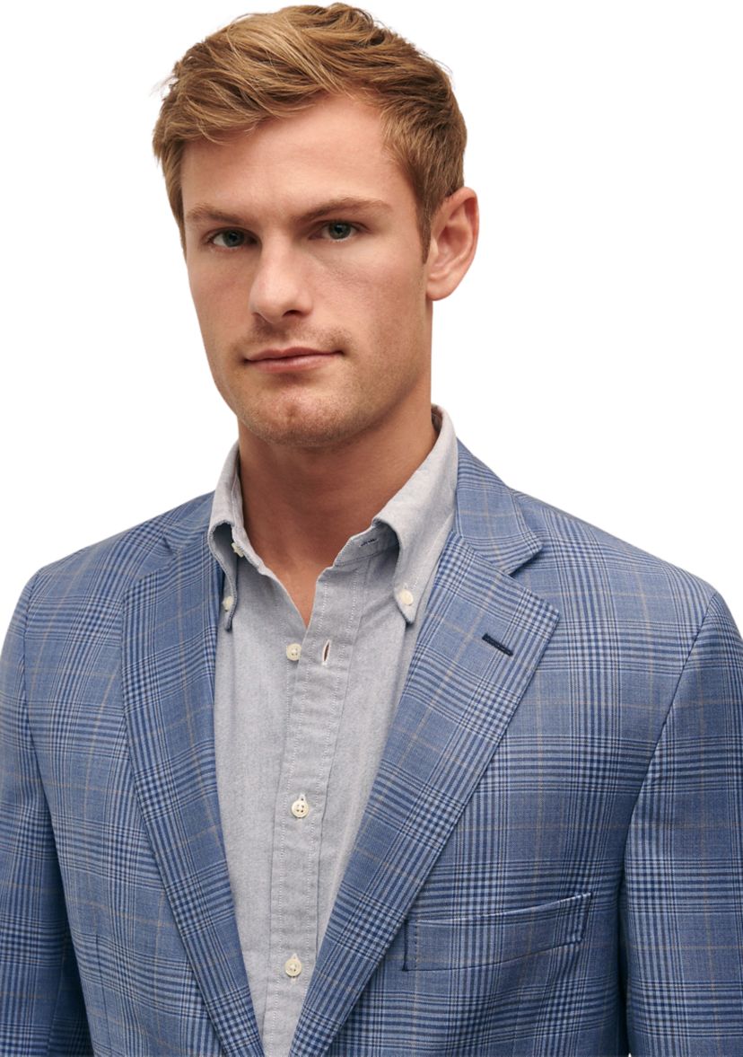 Mens Classic Fit Wool Overcheck Sport Coat