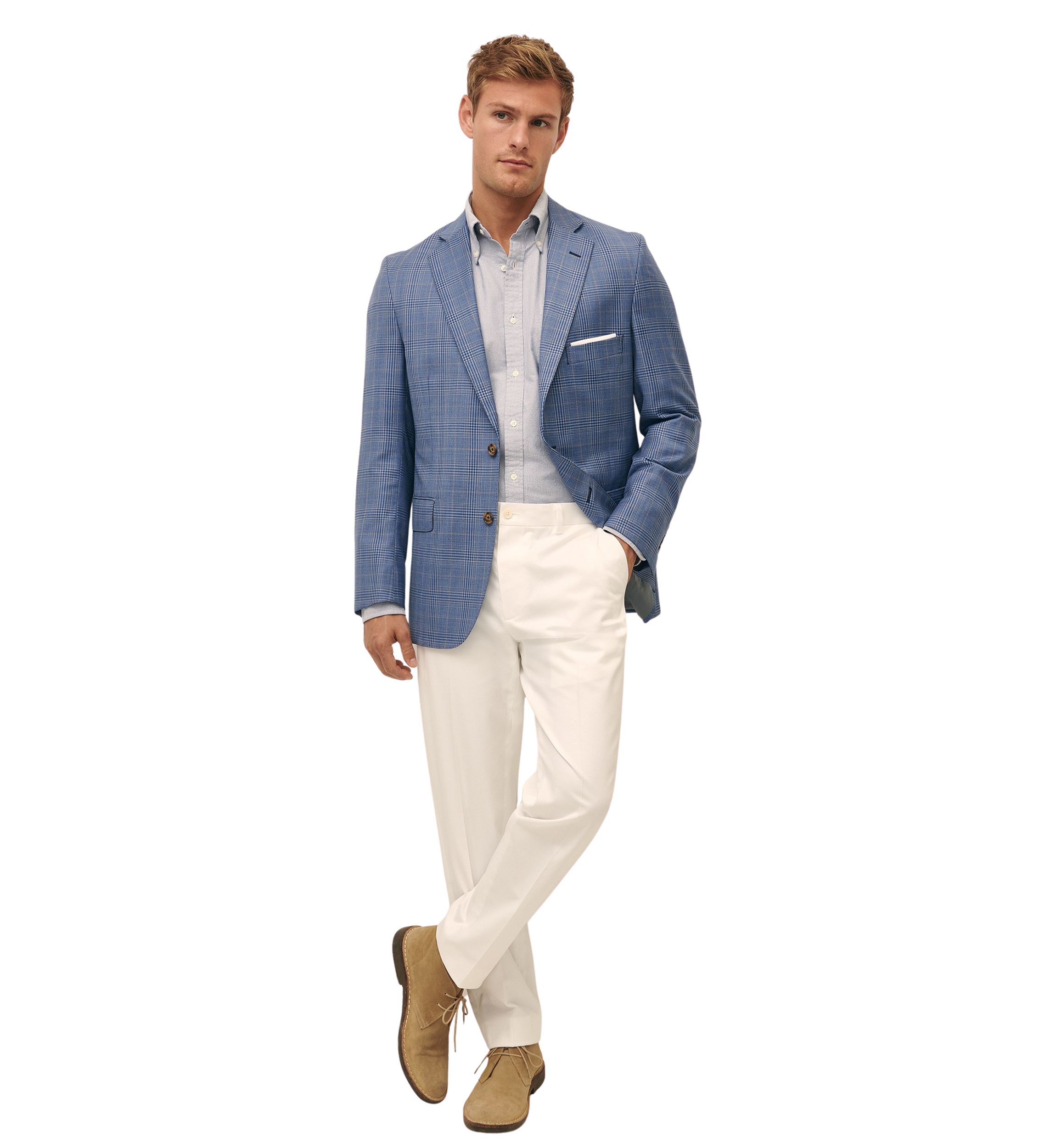 Mens Classic Fit Wool Overcheck Sport Coat