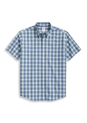 Brooks Brothers Men's Short Sleeve Button Down Shirt, Large