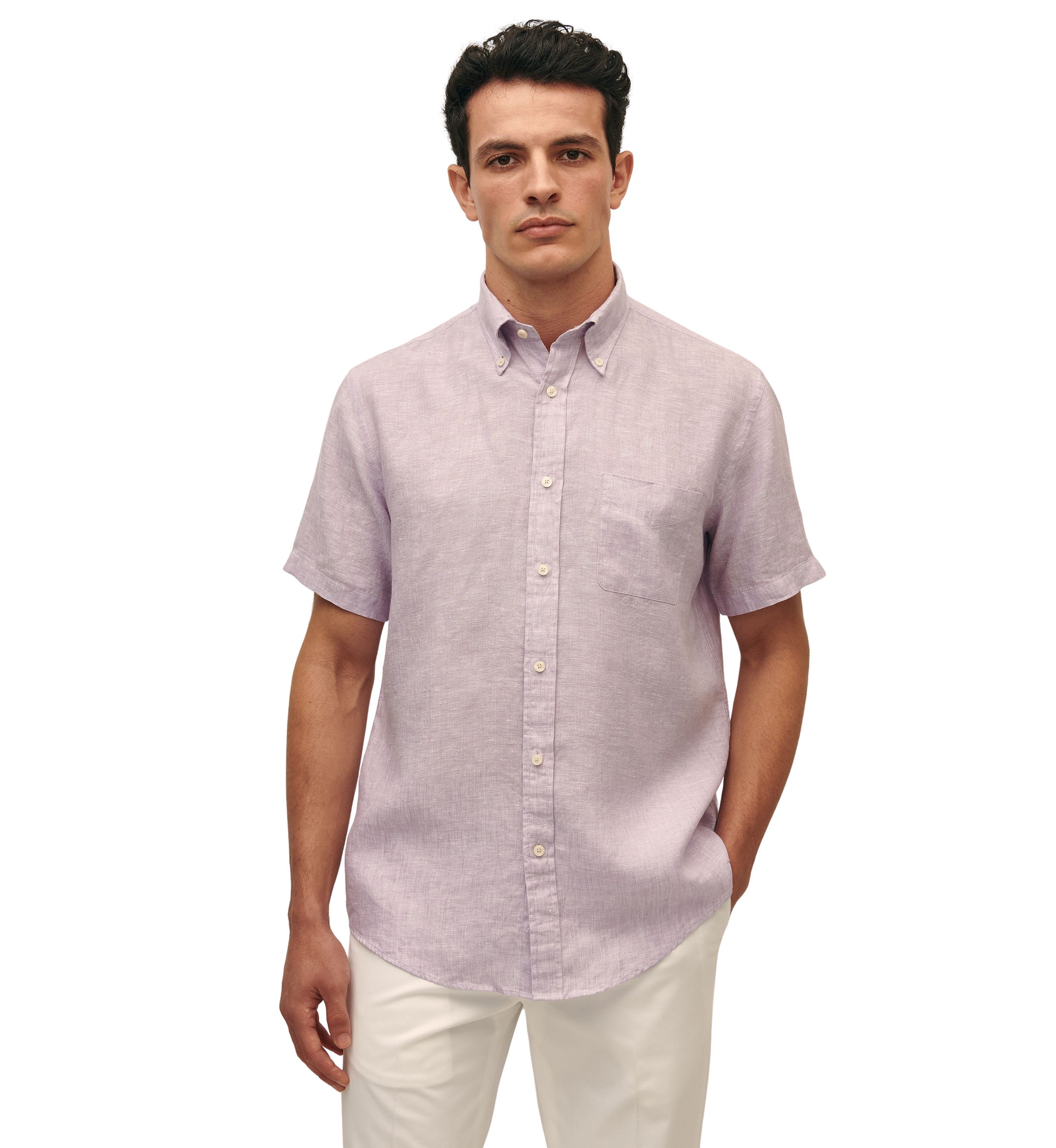 Mens Irish Linen Short-Sleeve Sport Shirt