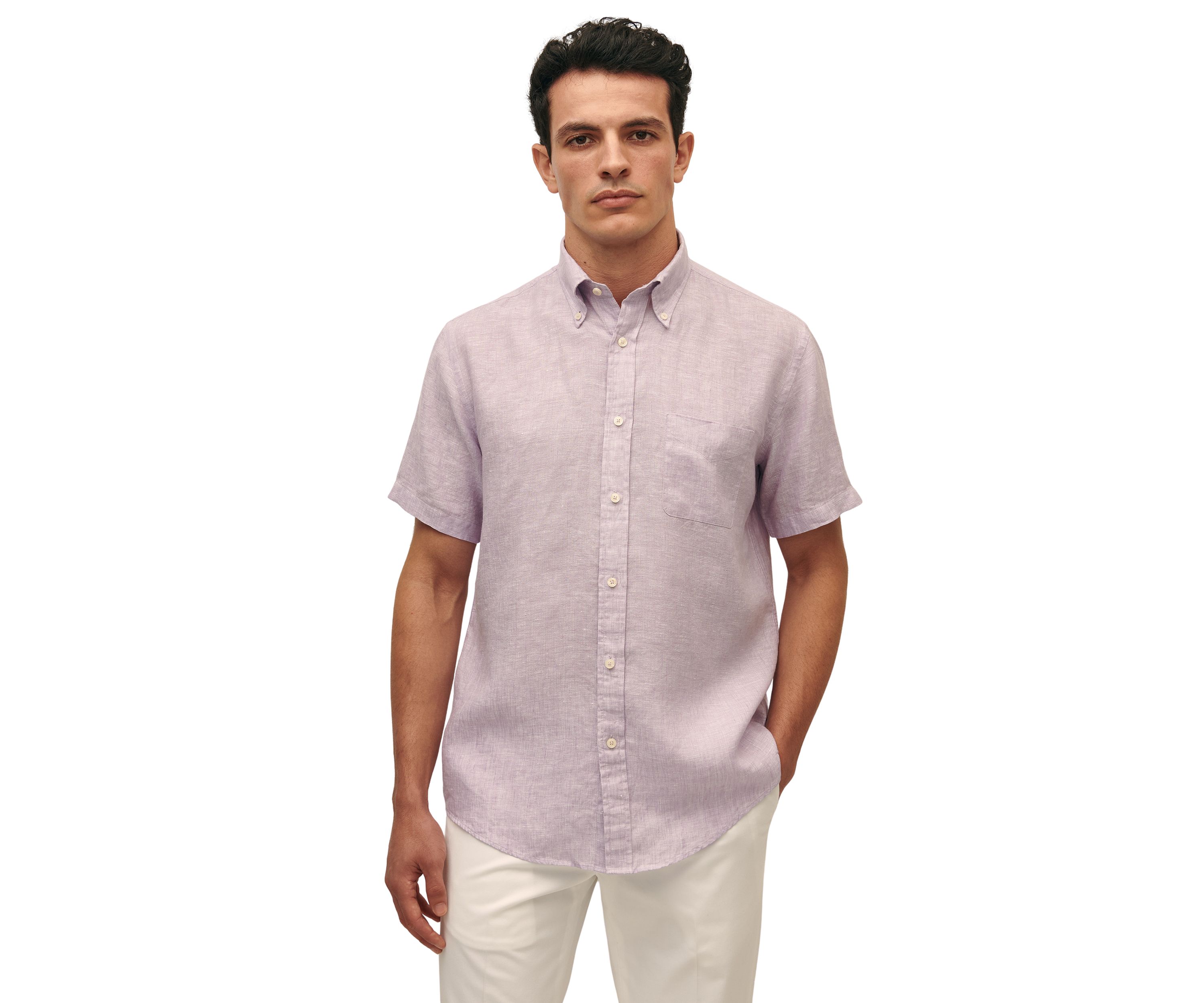Mens Irish Linen Short-Sleeve Sport Shirt