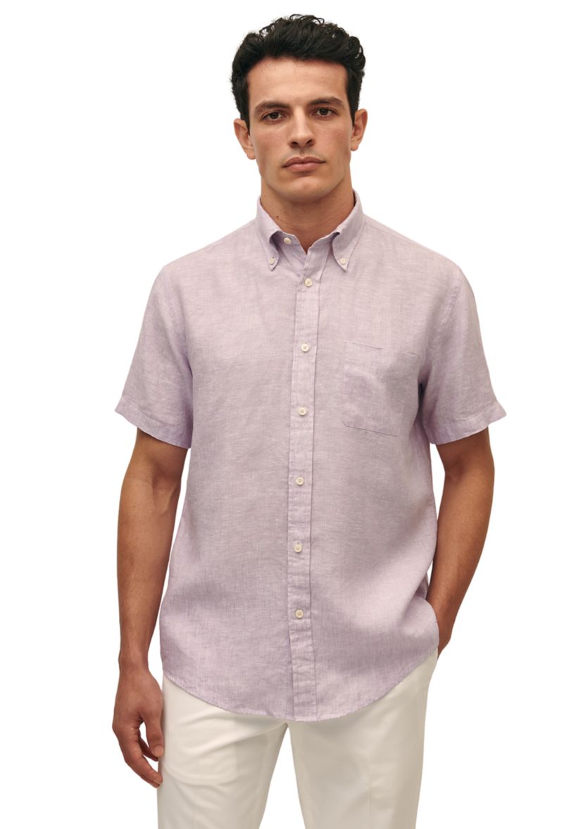 Mens Irish Linen Short-Sleeve Sport Shirt