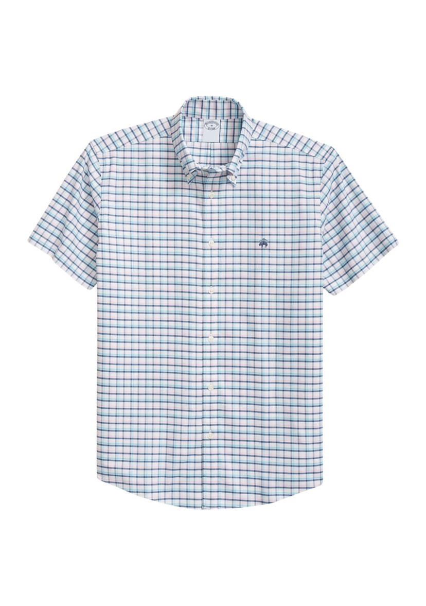 Stretch Non-Iron Oxford Button-Down Collar, Check Sport Shirt