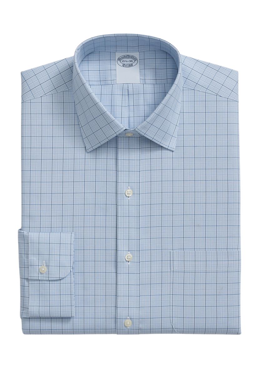 Mens Spread Collar Check Print Regular Fit Shirt