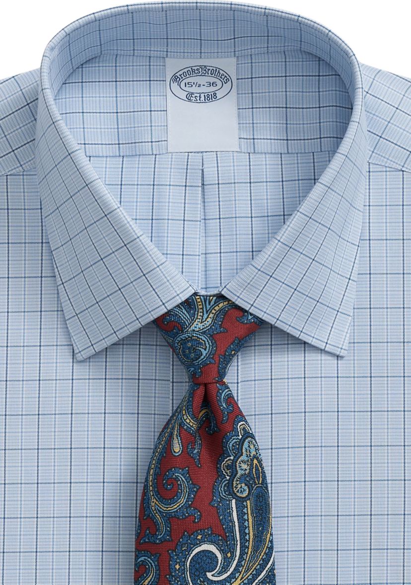 Mens Spread Collar Check Print Regular Fit Shirt