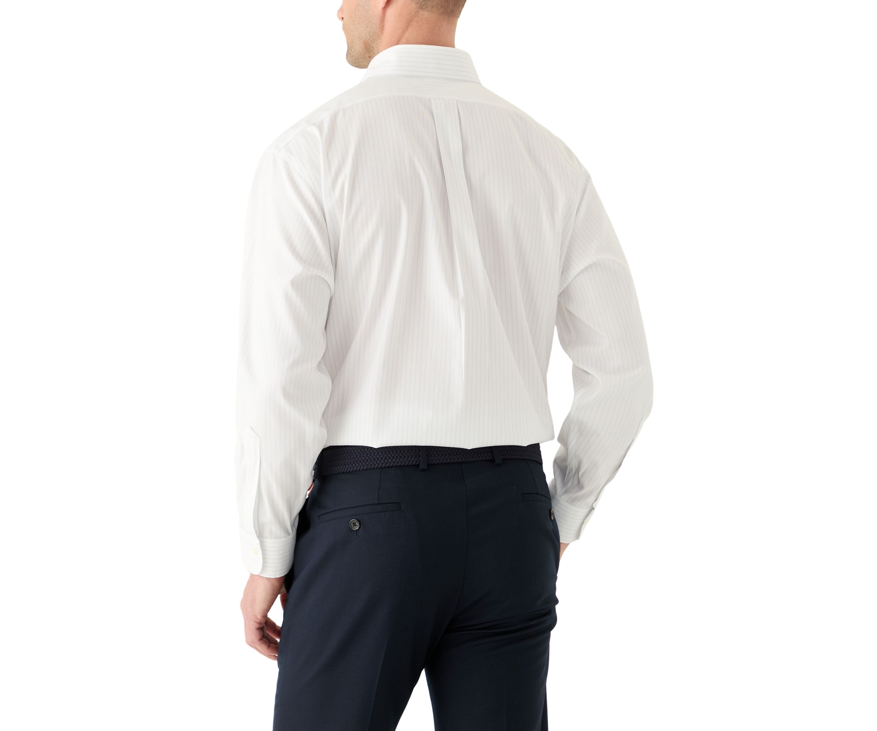 Stretch Supima Cotton Non-Iron Pinpoint Oxford Polo Button Down Collar, Pinstripe Dress Shirt