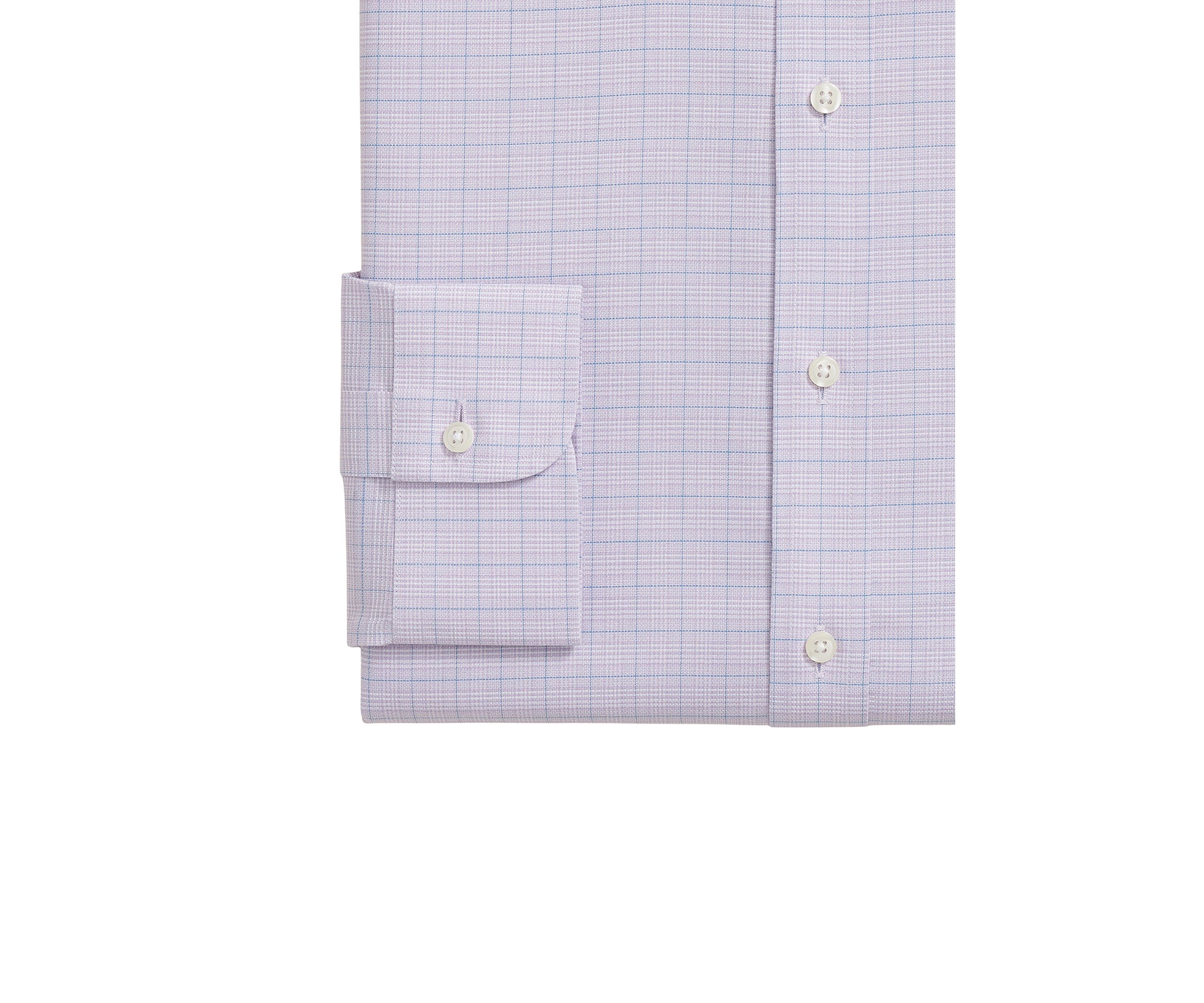 Mens Stretch Supima Cotton Non Iron Royal Oxford English Spread Collar Check Dress Shirt