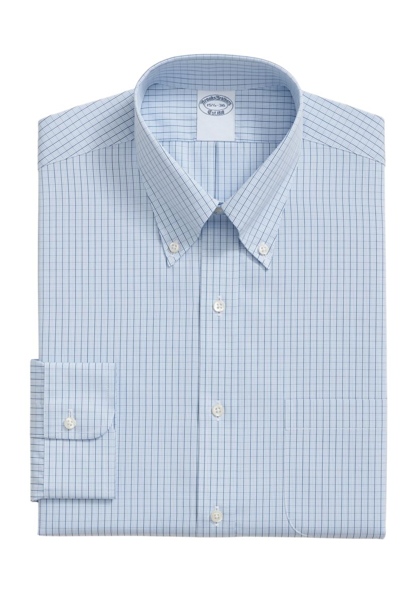 Regenerative Supima Cotton, Polo Button-Down Collar Grid Dress Shirt