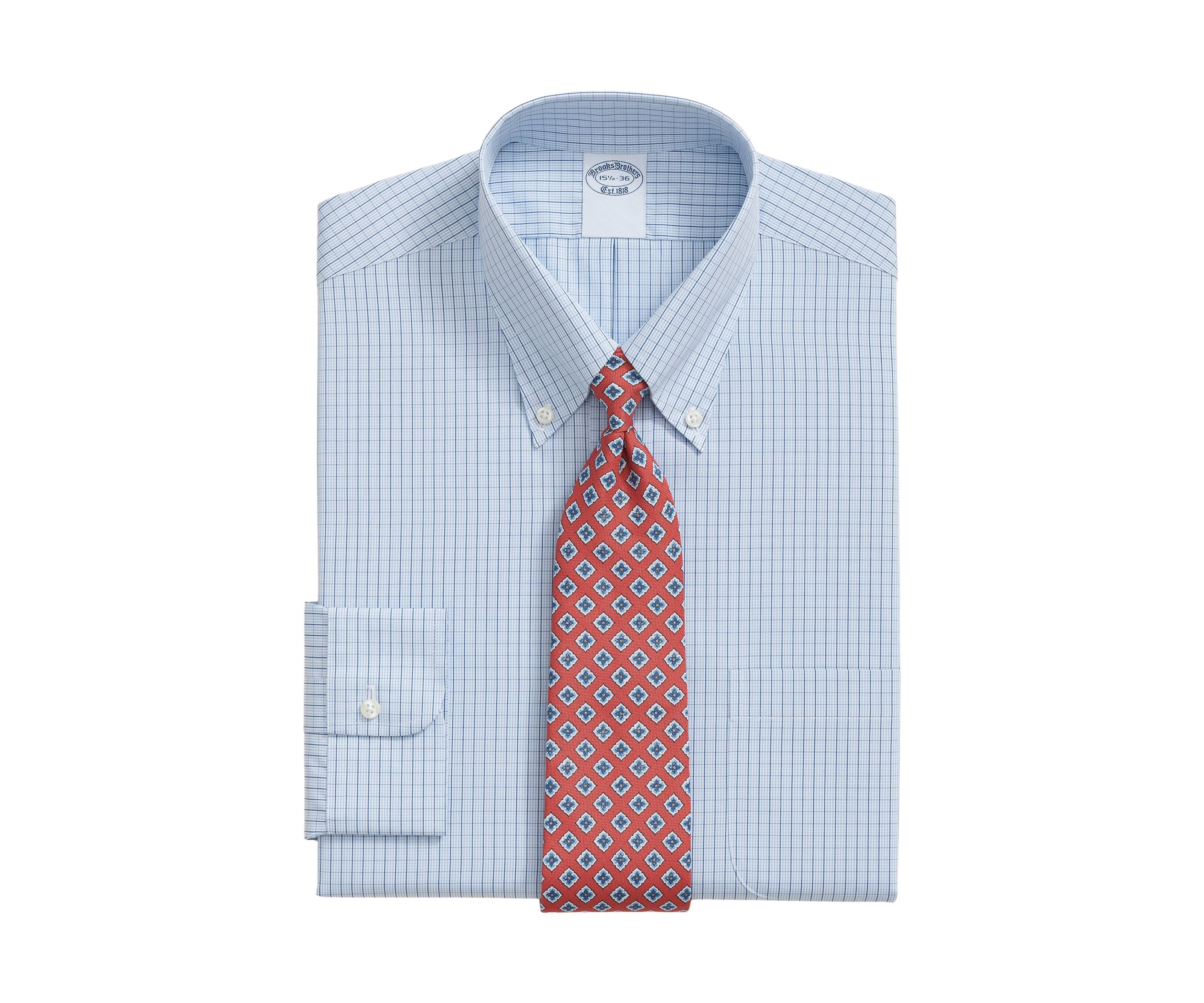 Regenerative Supima Cotton, Polo Button-Down Collar Grid Dress Shirt