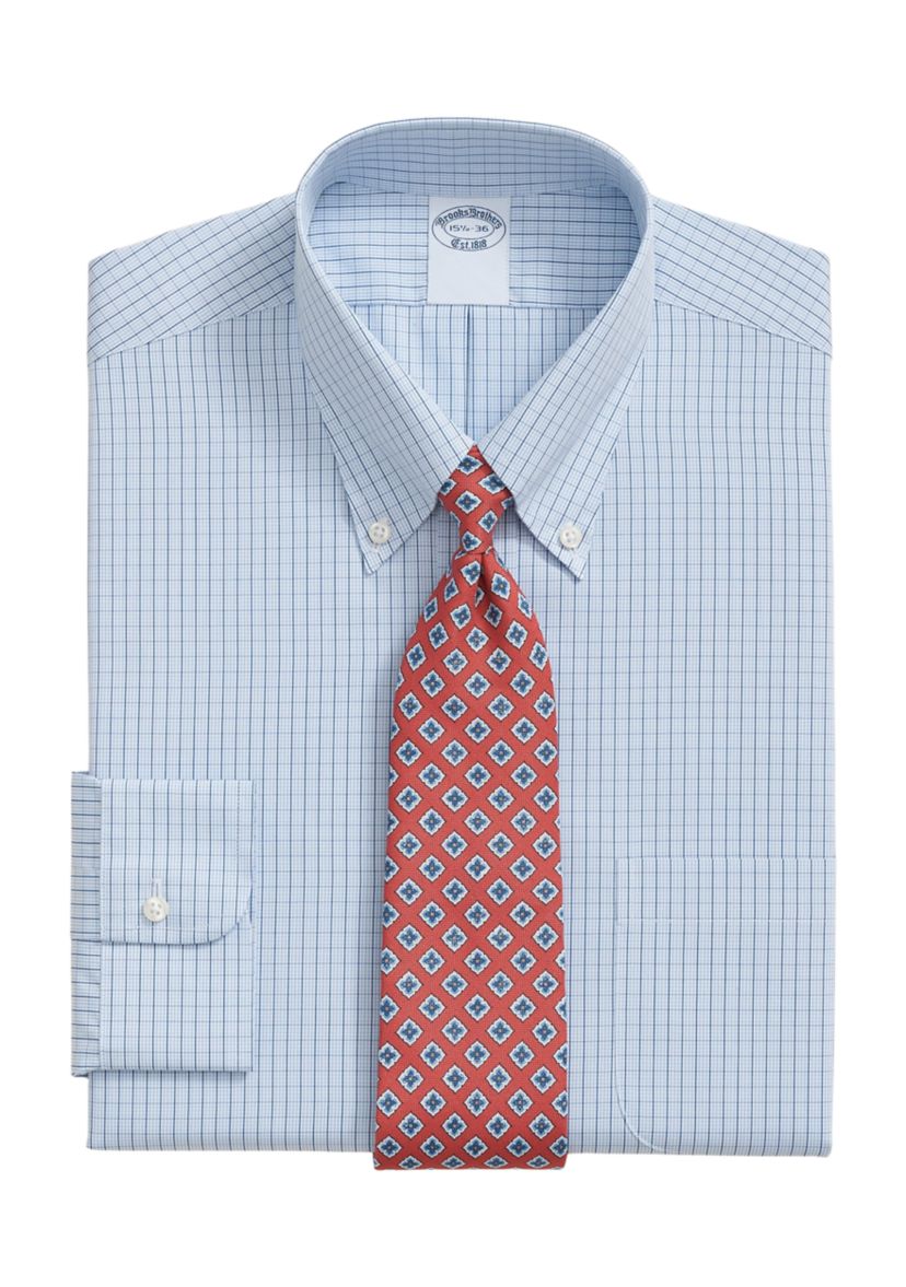 Regenerative Supima Cotton, Polo Button-Down Collar Grid Dress Shirt